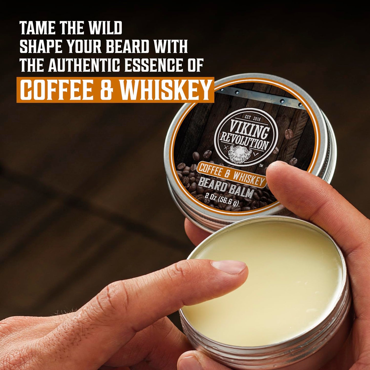 Viking Revolution Coffee and Whiskey Beard Balm for Men (2oz) and Beard Oil (1 fl oz) Kit - With Argan and Jojoba Oils - Soften and Moisturize - Stocking Stuffers for Men