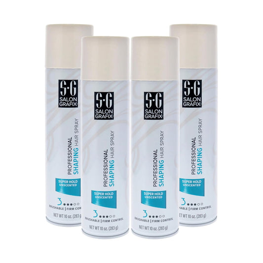 Salon Grafix Shaping Hair Spray - Flexible and Brushable - Hairspray for Women and Men - Professional Quality Results - Super Hold Unscented - 4 pc.