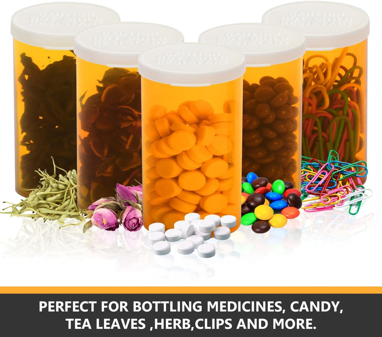 Empty Plastic Pill Bottles with Easy Open Snap Caps (Not Child Resistant), Prescription Medication Vials, Clear Containers, PillCases Dispenser Organizers (20 Dram, 12pcs)