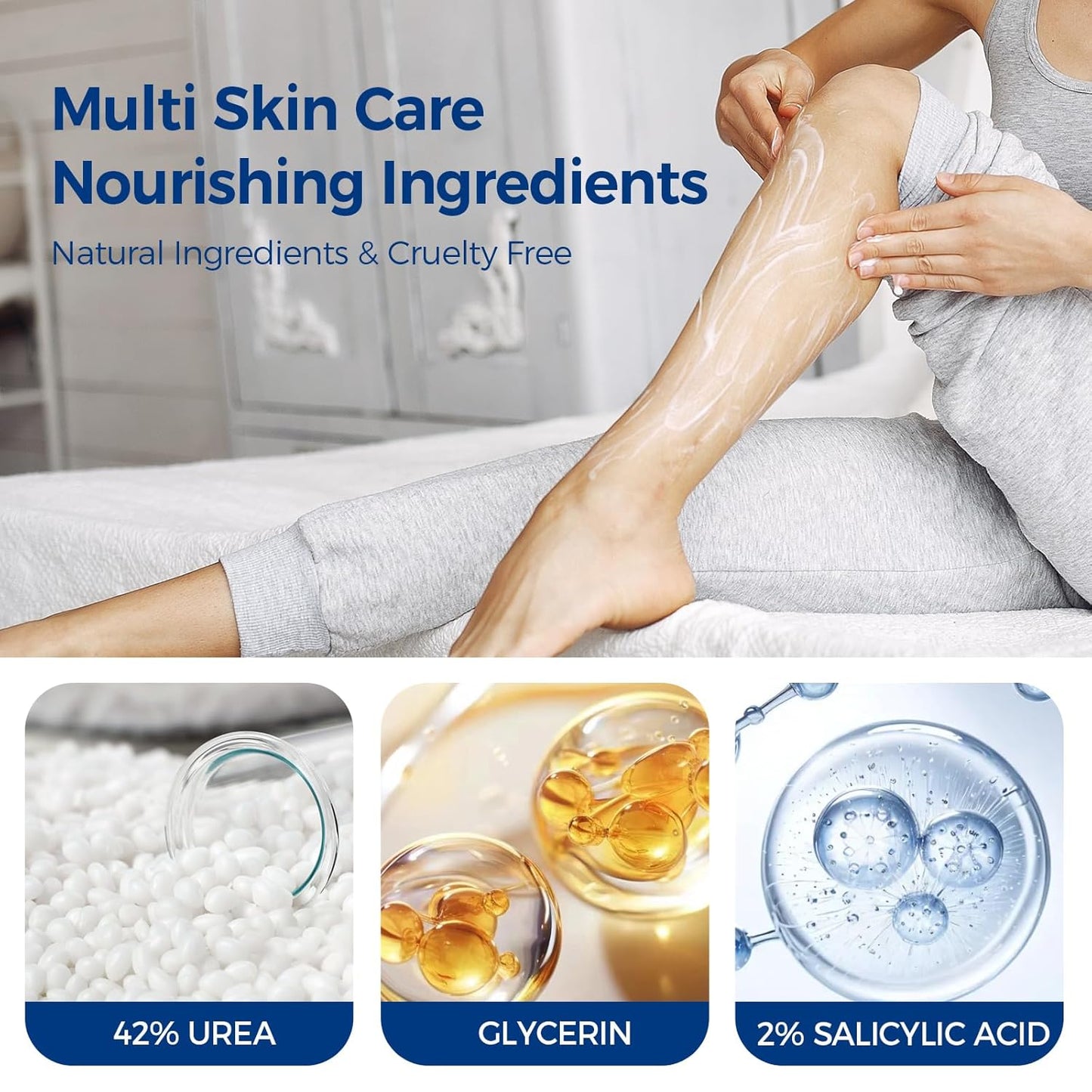 OUKEYA Urea Cream 42 Percent with 2% Salicylic Acid Tube 3 Oz, Urea Foot & Hand Cream for Dry Cracked, 40 per Urea Lotion for Feet Maximum Strength
