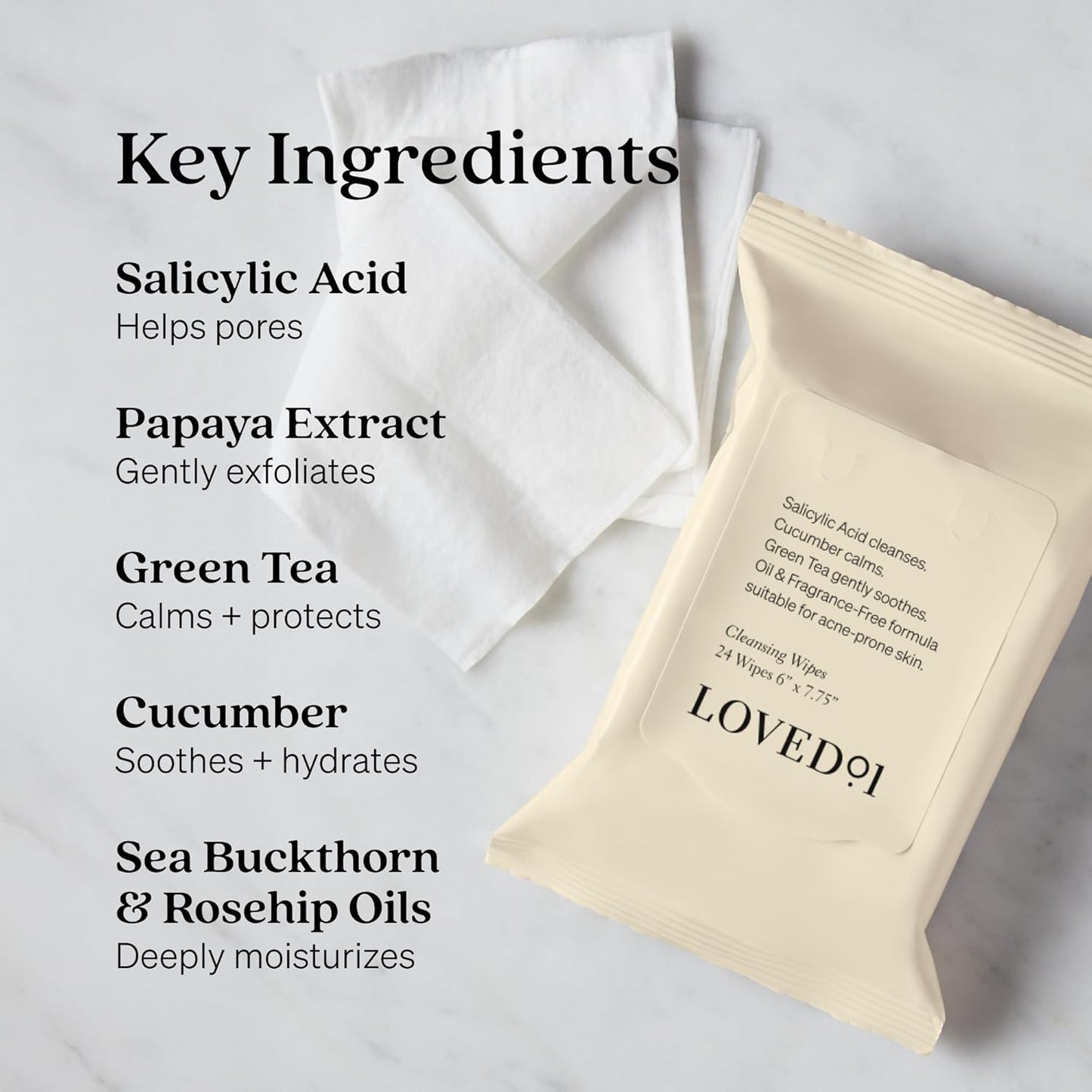 Face & Body Salicylic Acid Exfoliating Cleansing Wipes, John Legend Skincare, Oil & Fragrance-Free, No-Rinse, Suitable for Blemish-Prone Skin, 3-Pack (72 wipes)