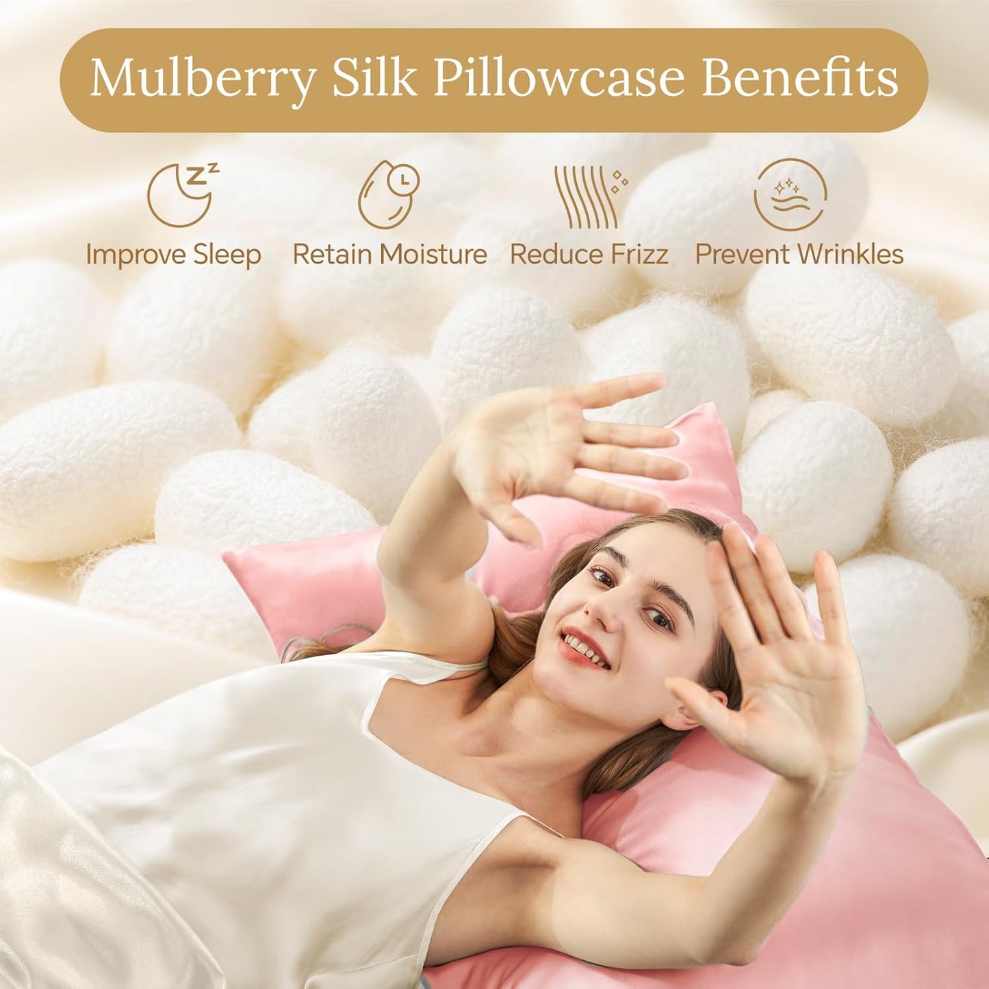 INFIIXSO Mulberry Silk Pillowcase for Hair and Skin, Silk Pillow Cases Standard Size with Hidden Zipper 20"x26", Extraordinary Smooth and Soft Cooling Pillow Cases for Hot Sleepers(Blush Pink, 1 Pack)