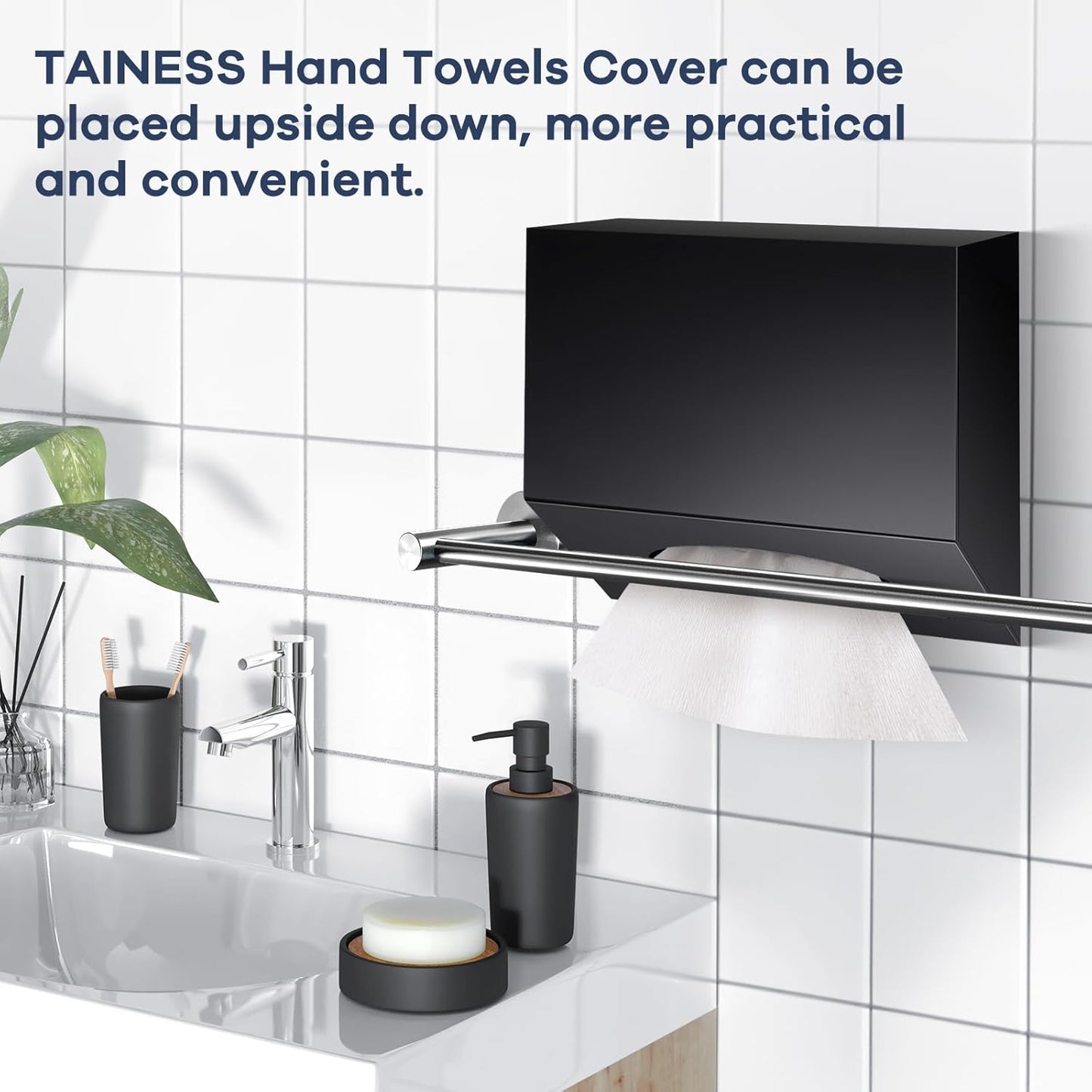 Acrylic Hand Towel Box Cover Compatible with Kleenex Disposable Hand Towels Wall-Mounted Paper Towel Dispenser Suitable for Tabletop, Bathroom, Car, and Office Use (Black)