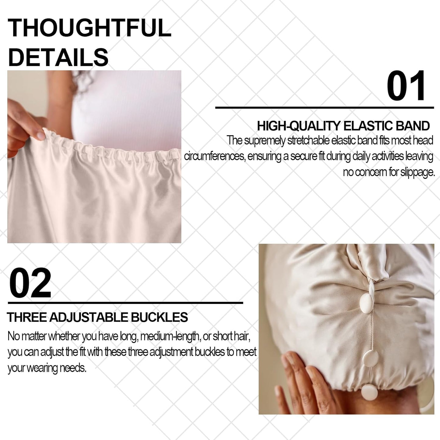 PROMEED Long Silk Hair Turban with Hyaluronic Acid Infusion, 100% 23 Momme Mulberry Silk Bonnet Hair Wrap for Sleeping