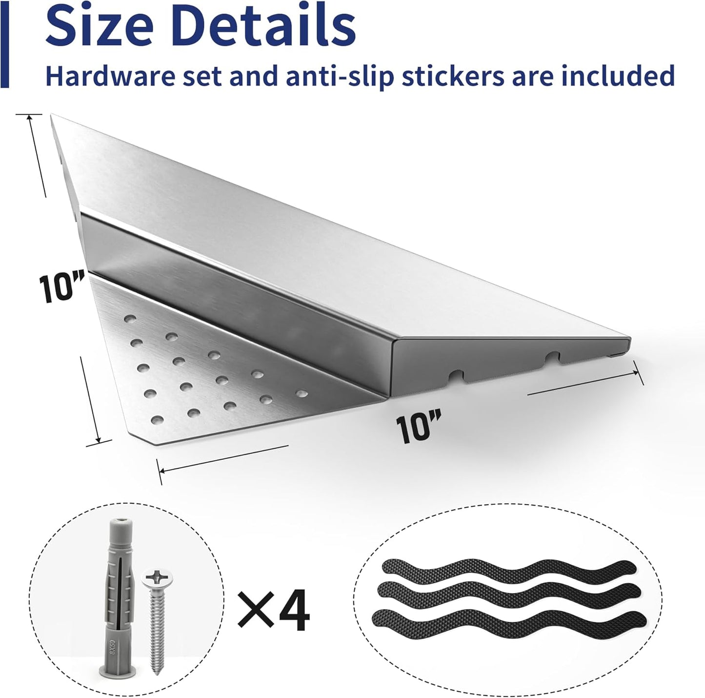 10'' Corner Foot Rest for Shaving Legs, Wall Mounted Foot Ledge for Bathroom Inside Shower, 304 Stainless Steel Footrest with Shaving Holder (Brushed)