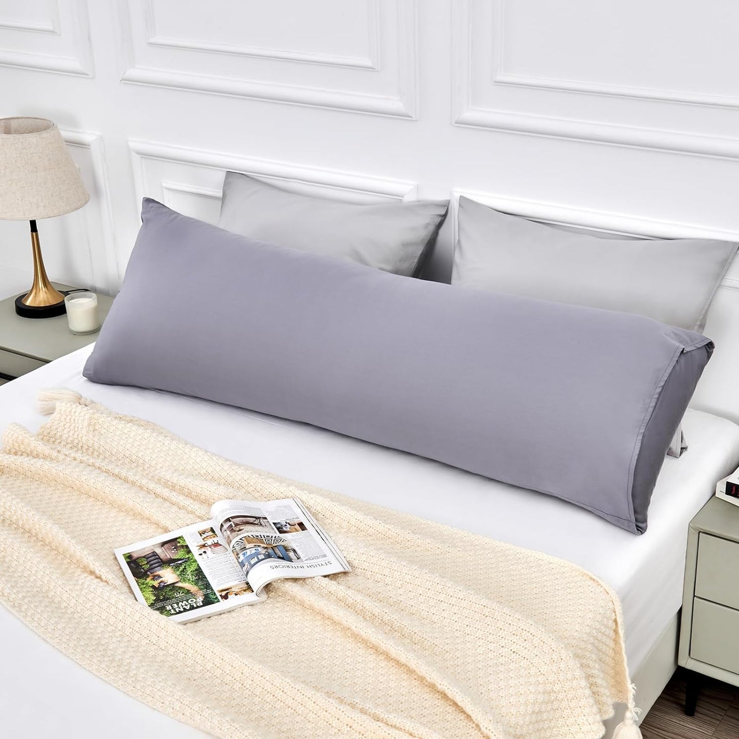 Warmstar Cotton Body Pillow Cover 1 Pack, 600 Thread Count Body Pillow case 20"x54", Long Body Pillow Case Cover Soft Breathable with Envelope Closure,Black