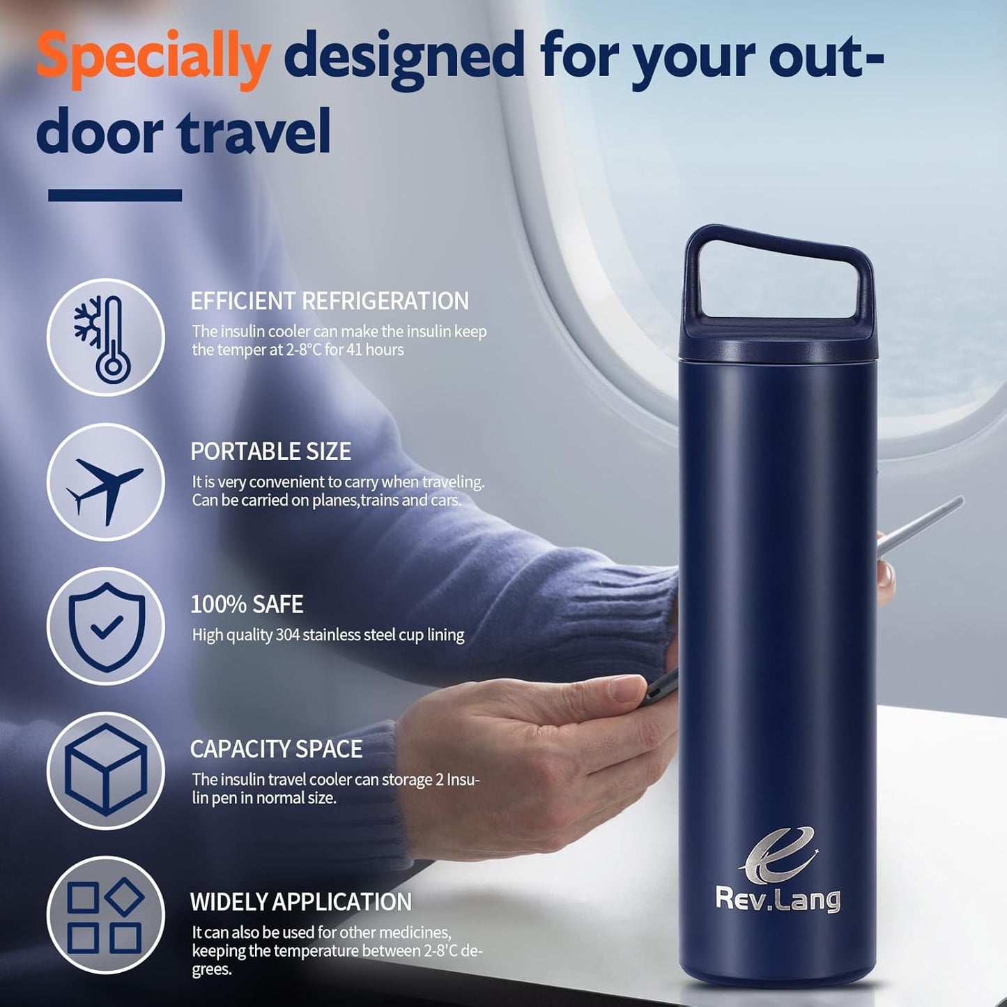 Rev.Lang Nomad 1-3 Insulin Pens Medicine Cooler Travel CASE Bag Insulin Pen Cooler Box Portable EpiPen Carry Case Medical Diabetic Bag TSA Approved Diabetic Travel case with Biogel Ice Pack