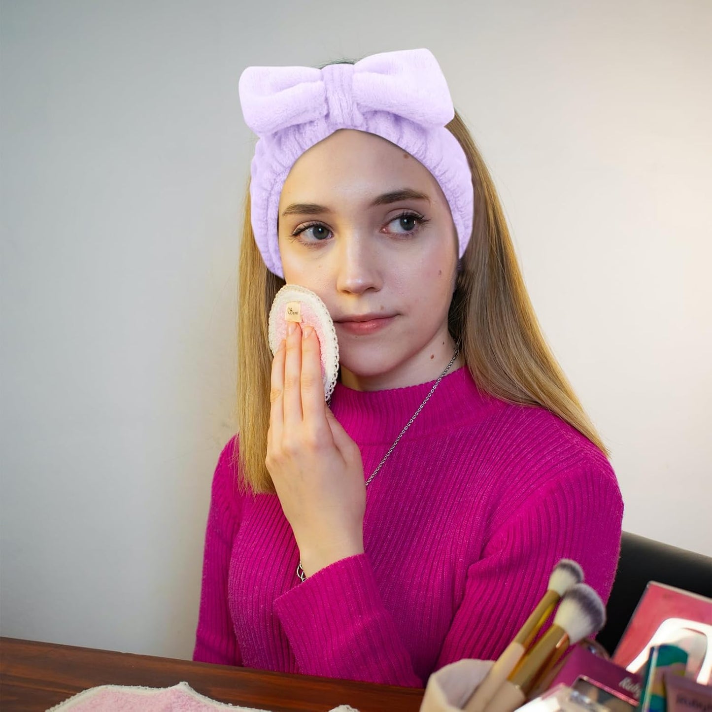 Ondder Spa Terry Cloth Skincare Headbands for Women - 8 Pcs Cute Bow Hair Bands for Makeup, Face Wash and Skin Care