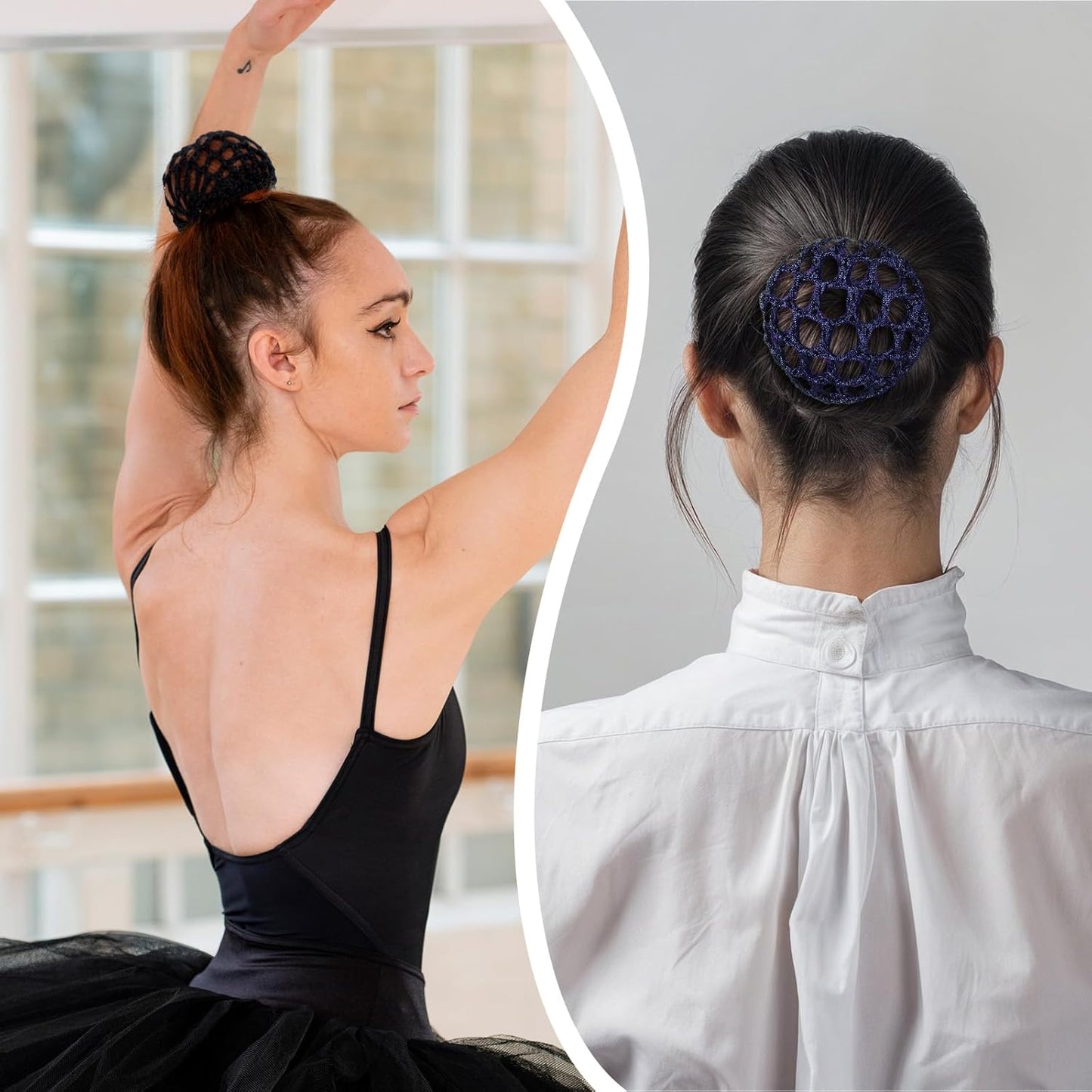 8 Pcs Ballet Hair Net Bun Cover Elastic Women Hairs Nets Handmade Crochet Bun Cover Invisible Mesh Hairs Buns Holders for Women Dance Ballet Skating Accessories(Black Blue Coffee)