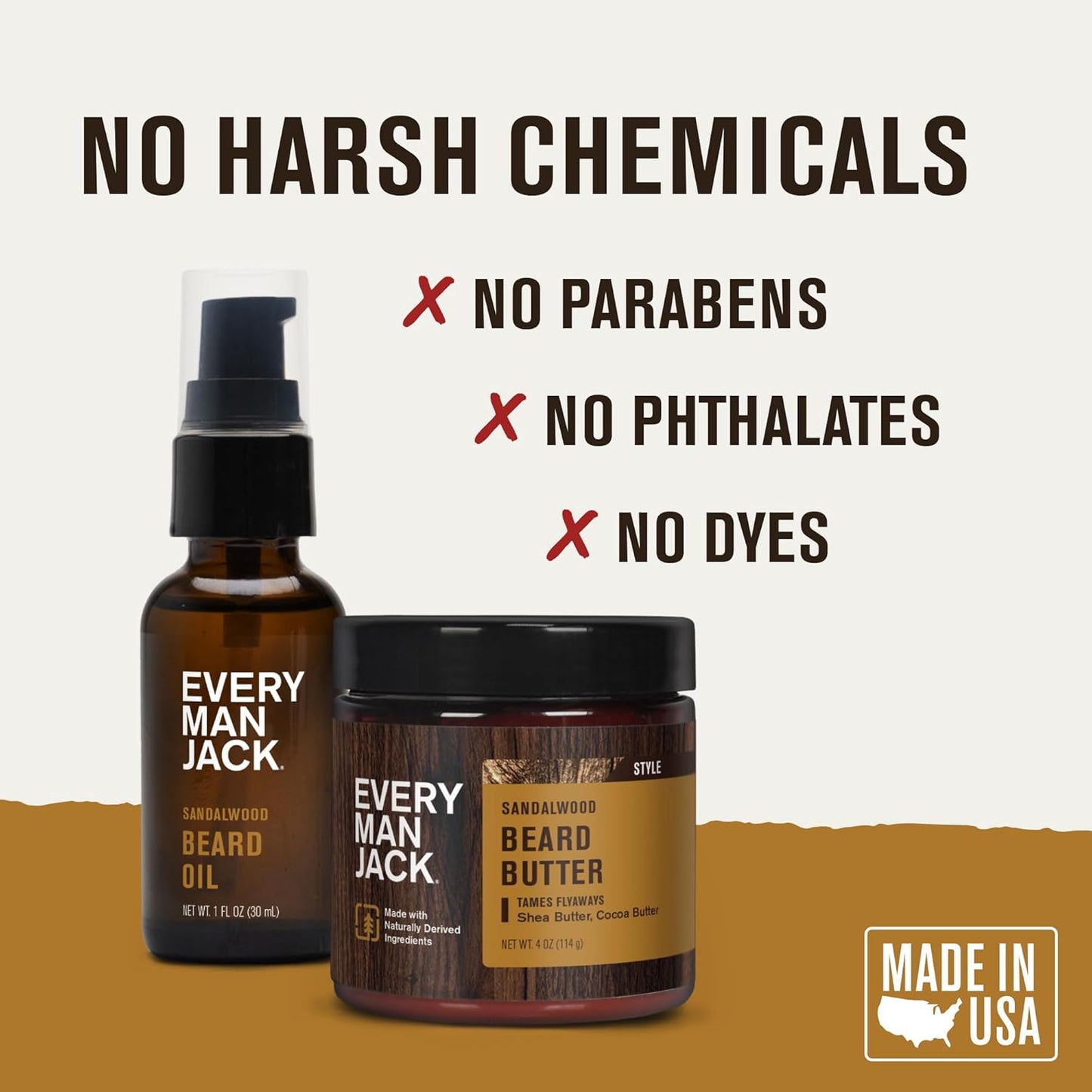 Every Man Jack Beard Oil & Beard Butter Bundle - Sandalwood Fragrance - Rejuvenates, Hydrates & Styles Dry Beards - Naturally Derived with Cocoa Butter and Shea Butter