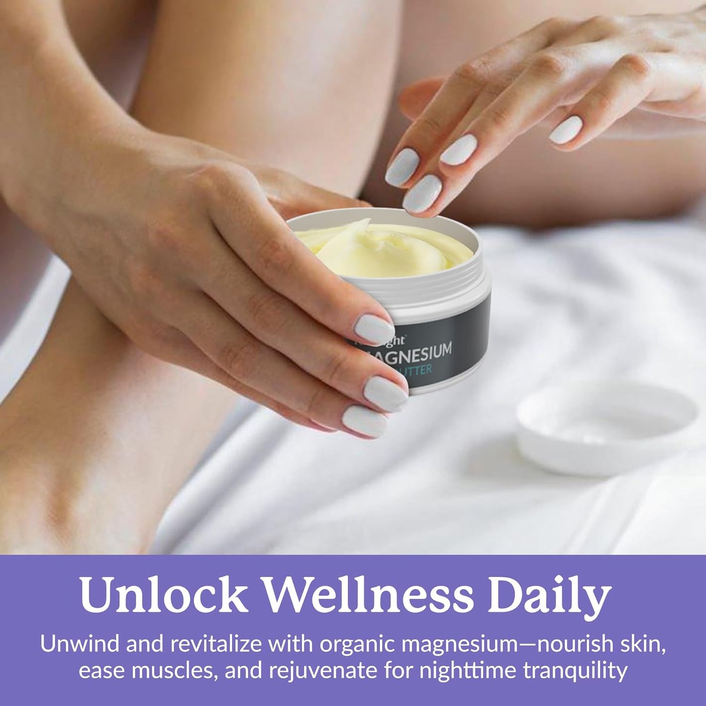 Magnesium Body Butter with Pure Magnesium Oil – For Stiff Legs & Tight Muscles – Rub for Leg Cramps, Muscle Soreness, Improved Sleep, & Foot Revitalization – 4oz