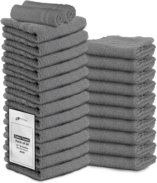 24 Pack Dark Grey Hand Towel 100% Cotton Spa Towel – 16x27 inches Highly Absorbable Facial Towels Gym, Hair Towel and Face Towel Bulk Small Towels (Not Bleach Proof)