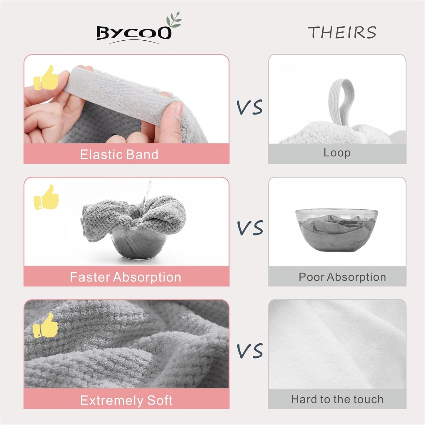 Large Microfiber Hair Towel Wrap for Women, Anti Frizz Hair Drying Towel with Elastic Strap, Fast Dry | Super Absorbent | Quick Dry Hair Turban for Wet, Curly, Long & Thick Hair -Gray