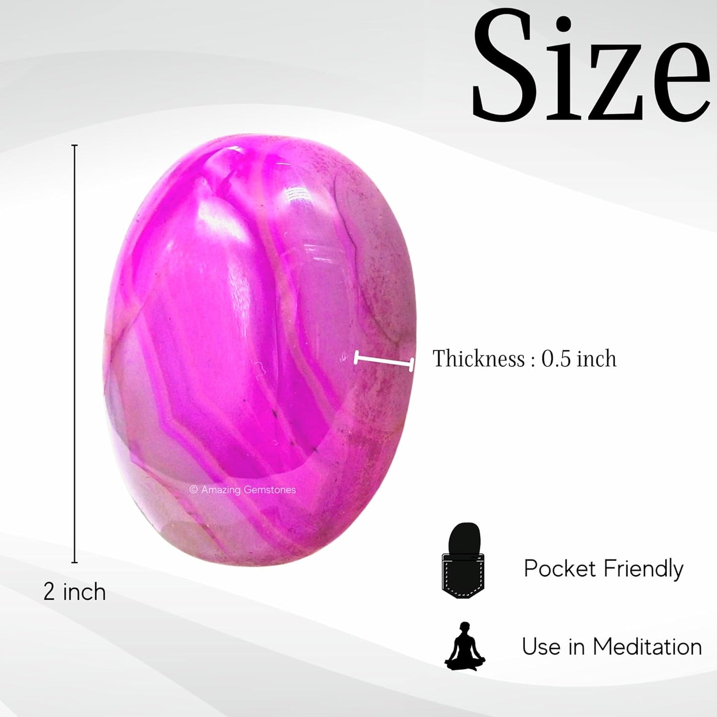 Amazing Gemstone Pink Onyx Crystals and Healing Stones - Large Palm Stone Crystals Piedra - Crystal for Good Luck, Balanced Positive Energy, Meditation - Unique Stocking Stuffers, Gifts for Women, Men