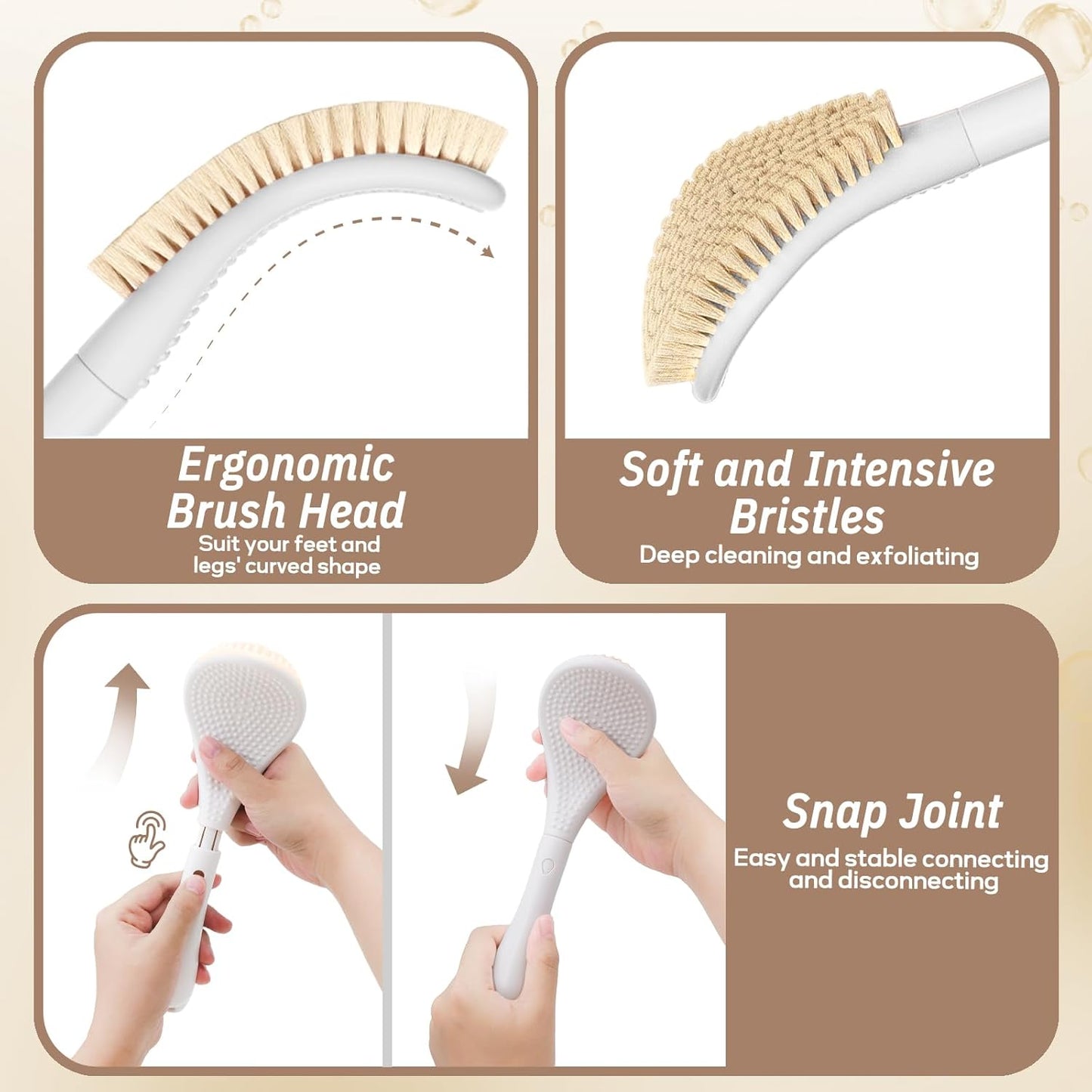 New Foot Brush & Foot File Set(2PCS), 3-in-1 Foot Scrubber in Shower, 10.2’’-27.5’’Adjustable Long Handle Foot Scrub Brush and Upgrade Foot File Callus Remover, Gift-Box Packed(Pink Set)