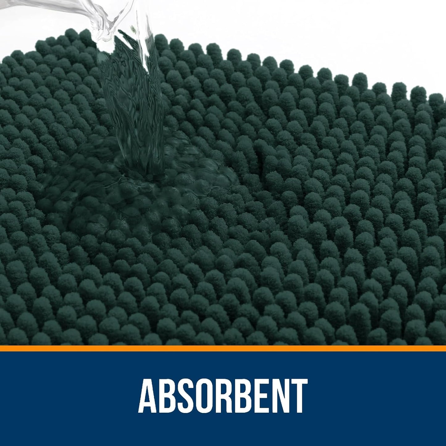 OLANLY Bathroom Rugs 47x24, Extra Soft Absorbent Chenille Bath Rugs, Rubber Backing Quick Dry, Machine Washable Bath Mats for Bathroom Floor, Tub and Shower, Home Decor Accessories, Blackish Green