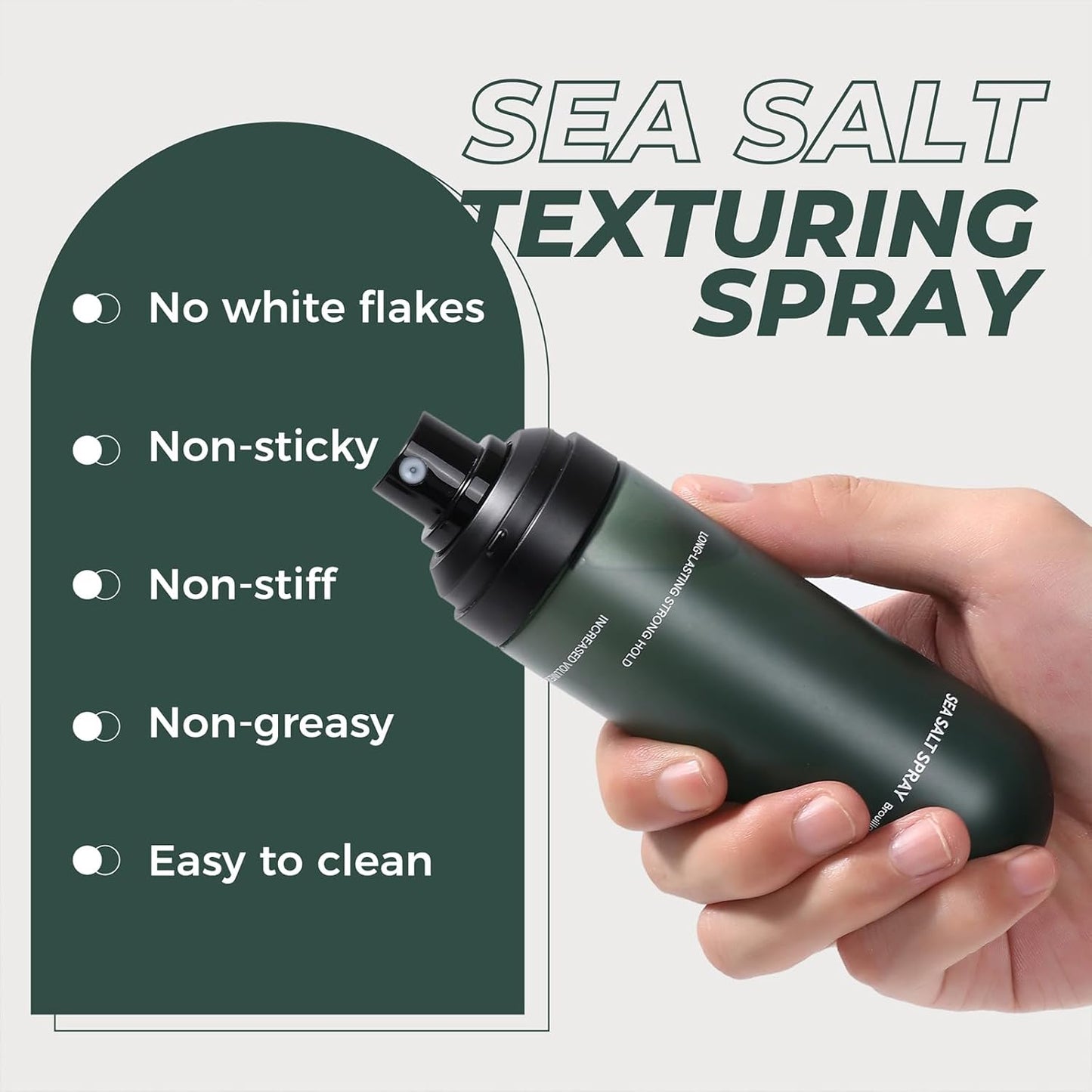 Sea Salt Spray for Men - Texturizing Spray for Beach Waves, Volume & Strong Hold - Non-Sticky, No White Residue with Sargassum Extract (100ml)