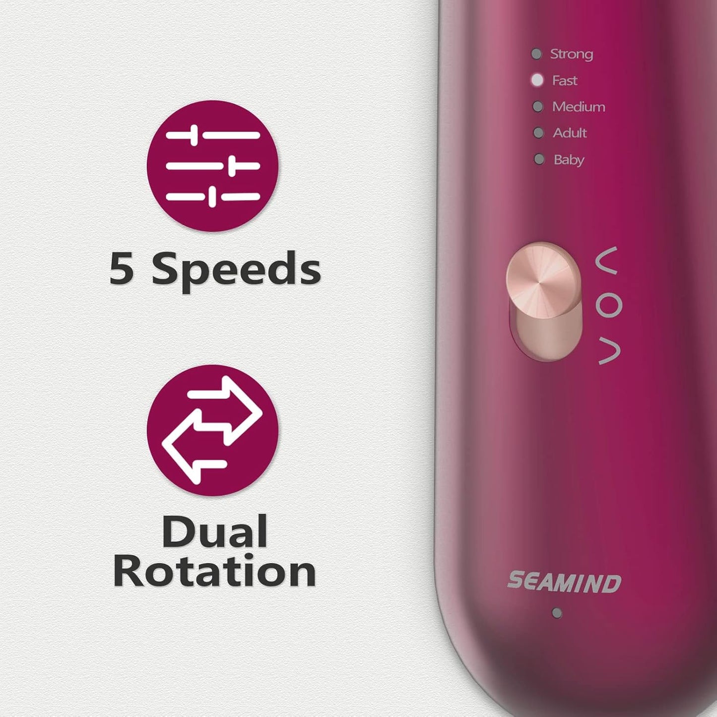 Professional Manicure Pedicure Set - Cordless Electric Foot Nail Care Trimmer Buffer Tools - 5 Speeds, Rechargeable, Thick Nails (Red)