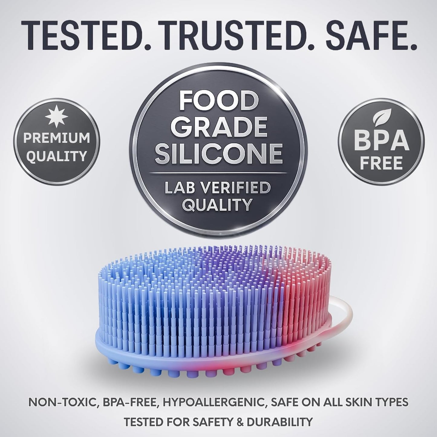 Avilana Silicone Body Scrubber – Gentle Shower Brush & Loofah Alternative- Food Grade & Lab Tested – Fast-Drying, Hygienic, BPA-Free Silicone Body Gentle Exfoliator (Marbled, Massage)