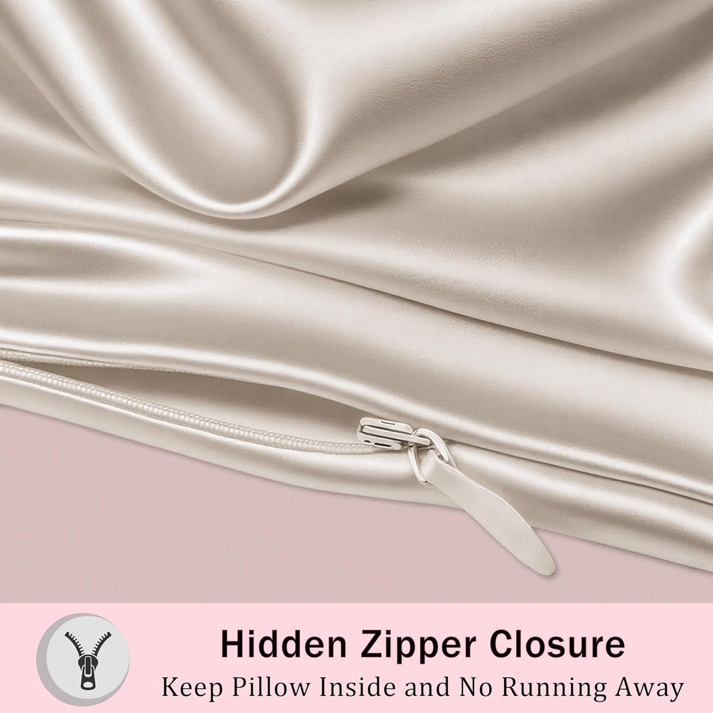 Mulberry Silk Pillow Cases Queen Size Set of 2, Ultra Smooth Soft Breathable Cooling Pillow Cases for Hot Sleepers, Silk Satin Pillowcases 2 Pack with Zipper for Hair and Skin, Gifts for Women