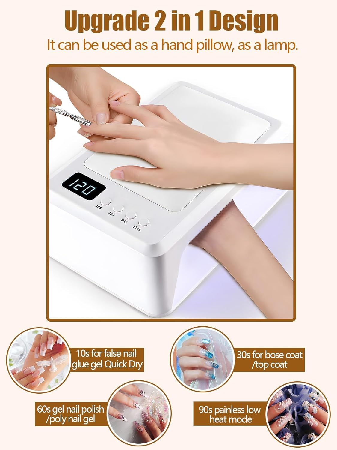 72W UV Led Nail Lamp for Gel Nail Polish Press On Nails Curing, Kalolary Large UV Nail Light Curing Nail Dryer with Nail Arm Rest & UV Gloves for Nail Art Nail Technician Salon Use