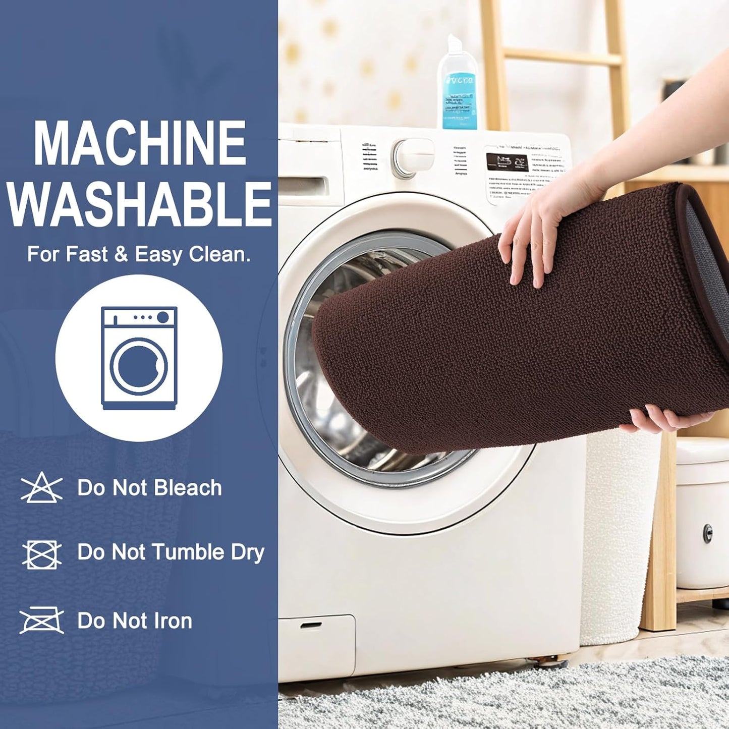 OLANLY Thick Memory Foam Bath Mat Rug 59x24, Extra Soft Absorbent Bathroom Rug, Quick Dry Bath Mats, Non-Slip, Machine Washable Carpet for Bathroom, Tub and Shower, Home Decor Accessories, Brown