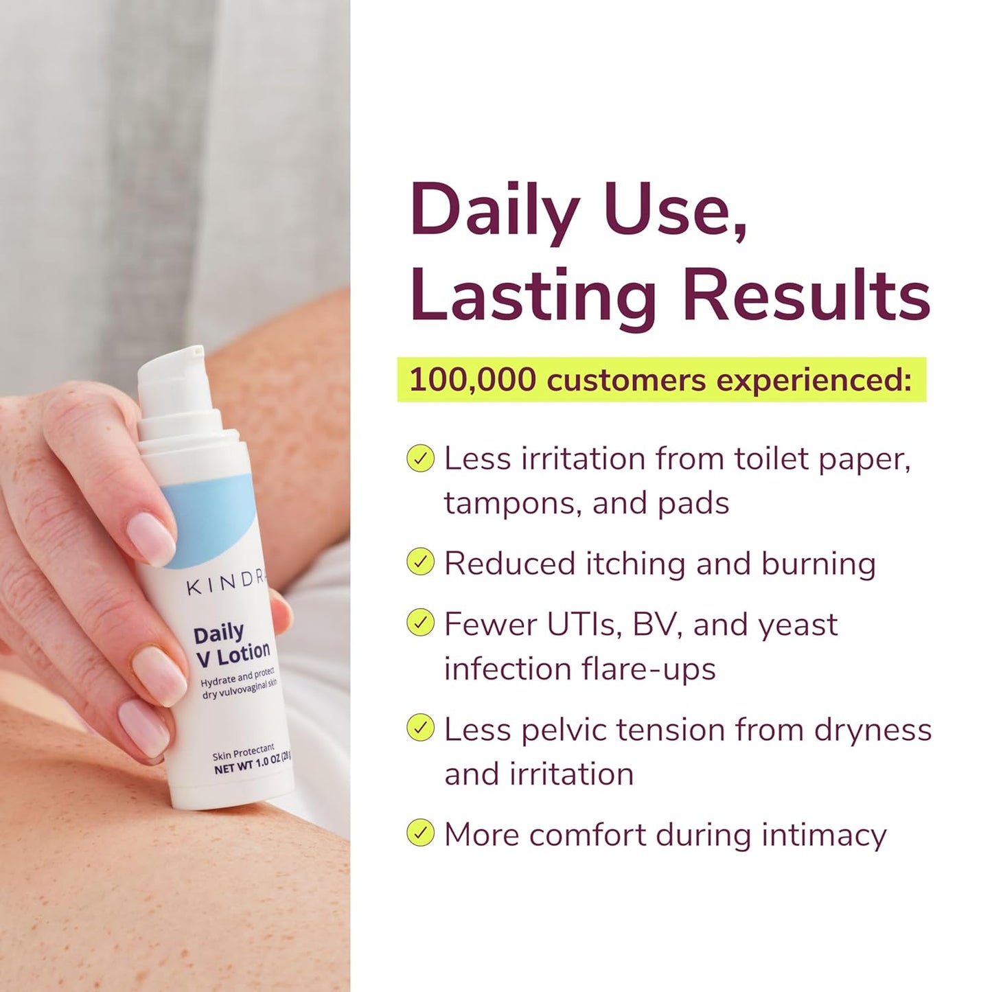 Kindra Daily V Moisturizer Lotion XL - Vaginal Cream For Vaginal Dryness And Discomfort - Hormone Free, Gyn Tested, pH-balanced, Doctor Recommended - Up to 160 Applications