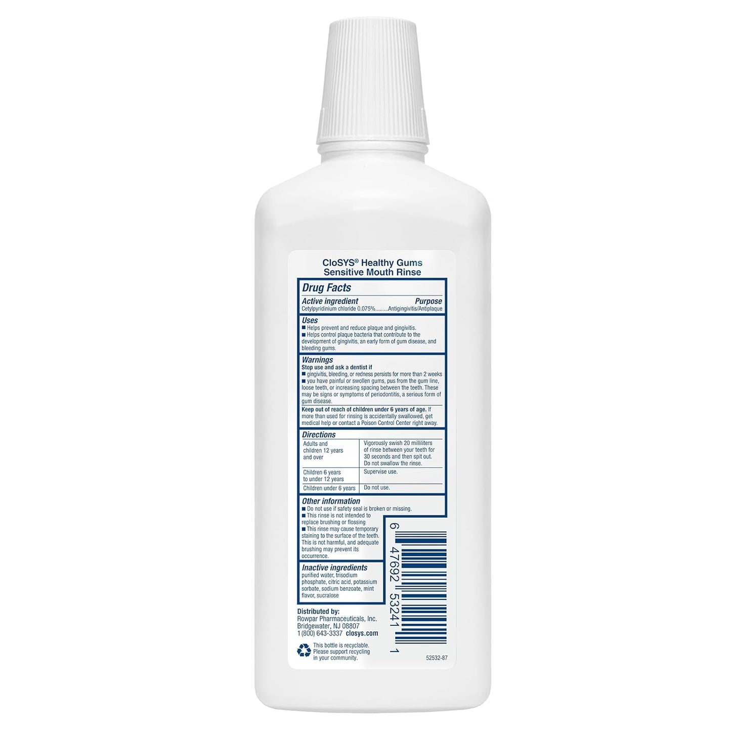 CloSYS Healthy Gums Mouthwash 32 Fl Oz, Pack of 3, Antiplaque, Anti-Gingivitis Mouthwash, Non-Burning, Non-Irritating