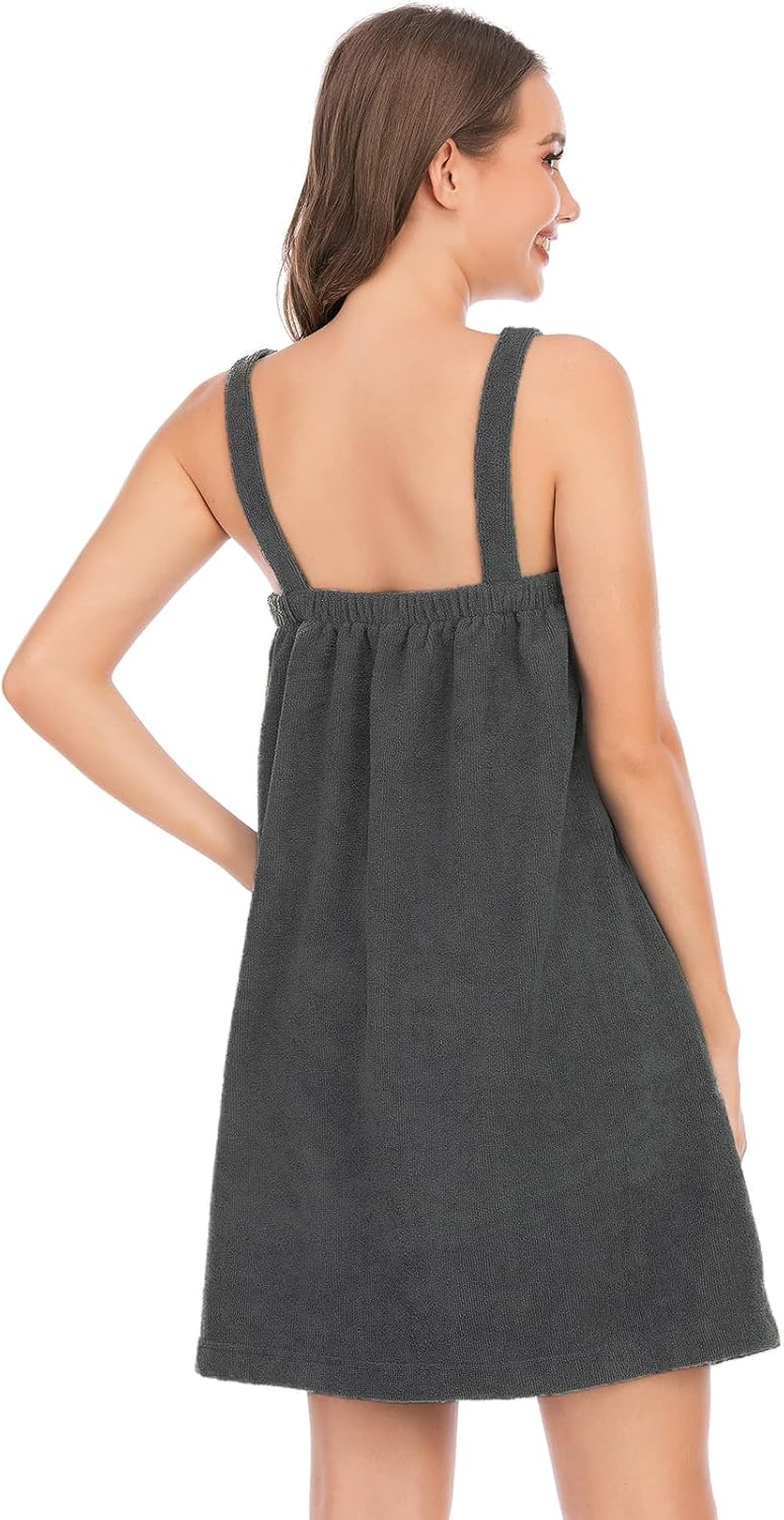 Veseacky Women Bath Wrap Towel for Womens Shower with Pocket Adjustable Spa Robe & Facial Headband