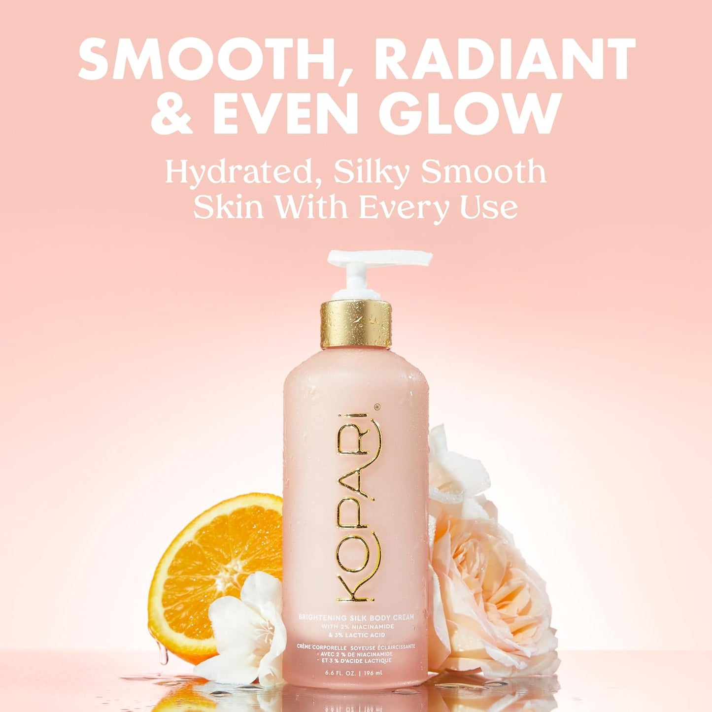 Kopari Brightening Silk Body Cream with 2% Niacinamide, AHAs & Kakadu Plum – Hydrating Body Lotion for Radiant, Even Skin Tone, Lightweight, Fast-Absorbing, Juicy Pink Guava Scent, 6.7 oz