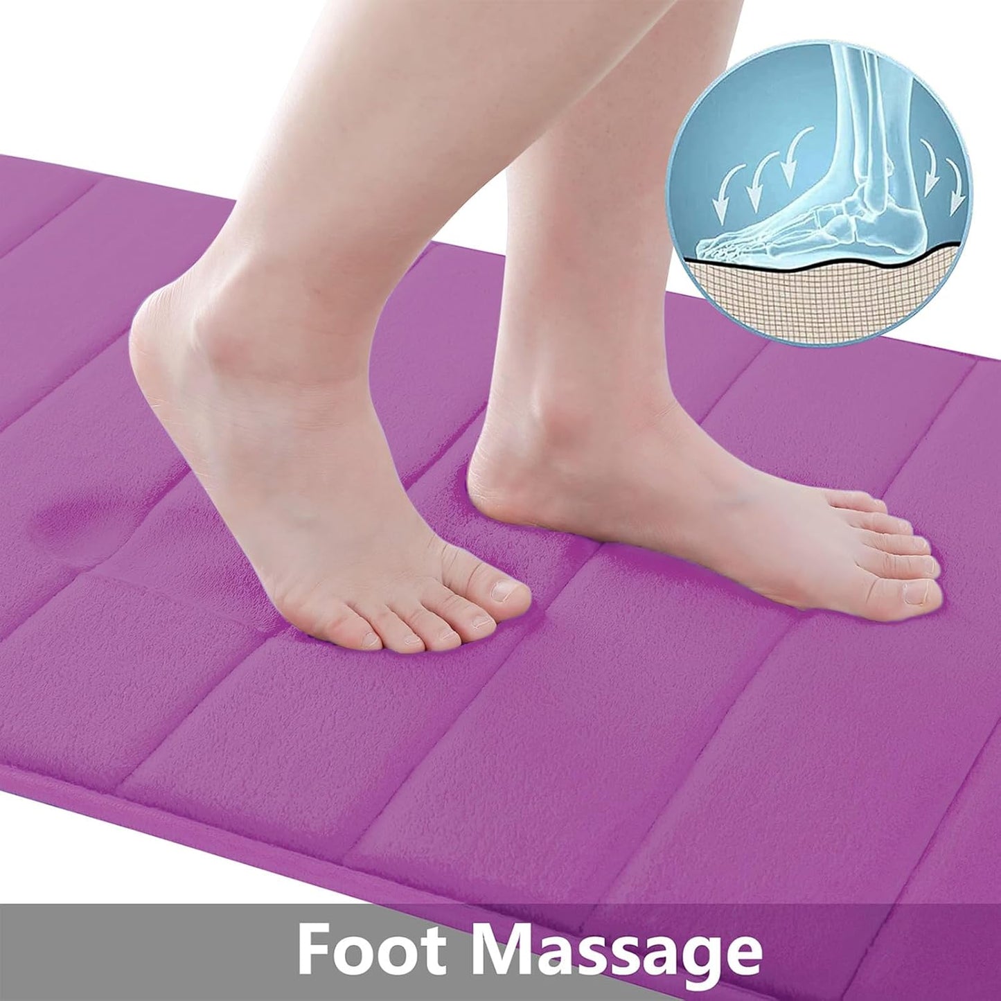 Buganda Memory Foam Bath Mat, 24" x 16", Ultra Soft and Non-Slip Bathroom Rugs, Water Absorbent and Machine Washable Bath Rug for Bathroom, Shower, and Tub, Violet