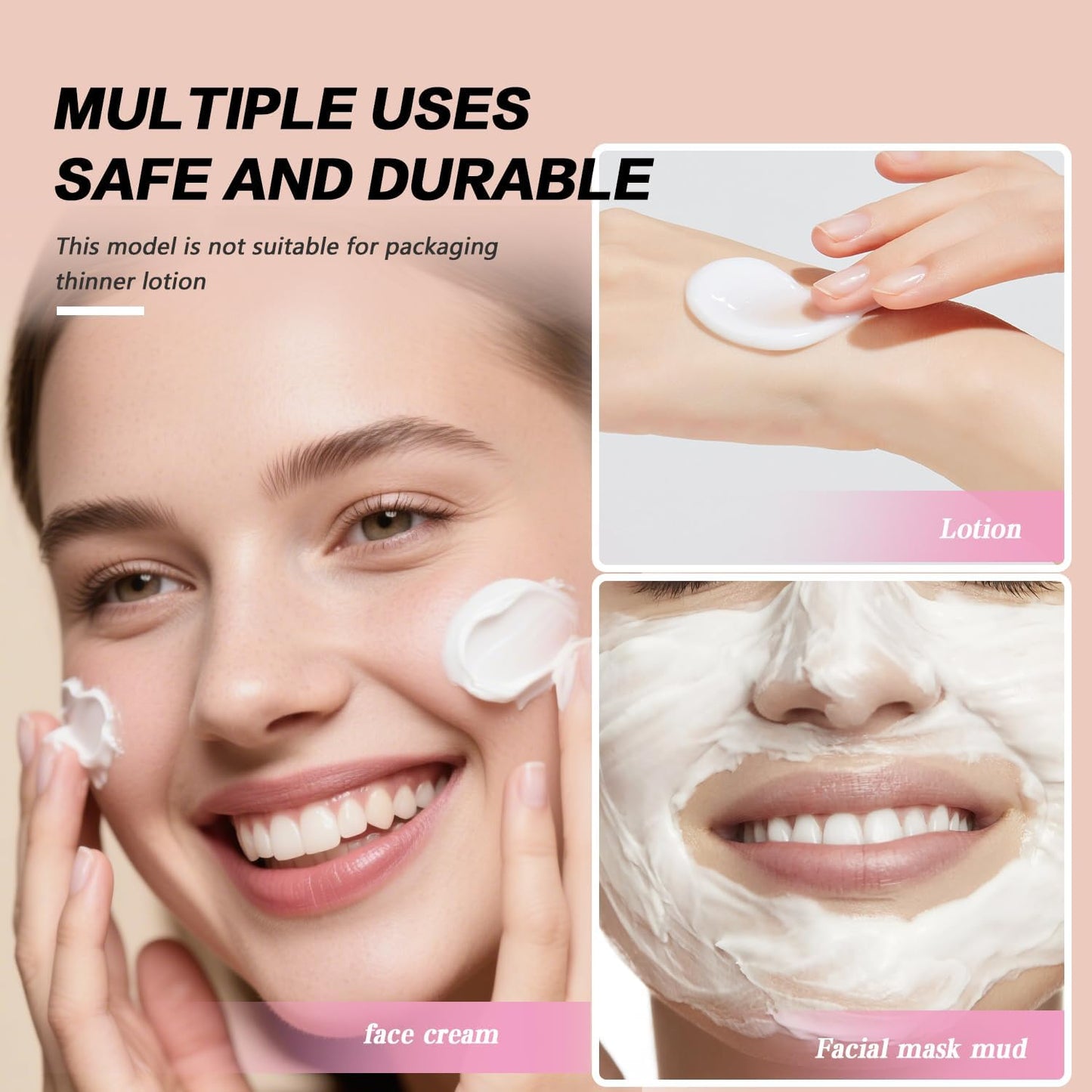 6PCS White Plastic Creams Jar with Inner Liners and Lid Empty Refillable Cosmetic Face Lotions Ointments Bottles Containers Lip Balm Storage Scrub Lotions Dispenser Jars Pots(50ML/1.69OZ)