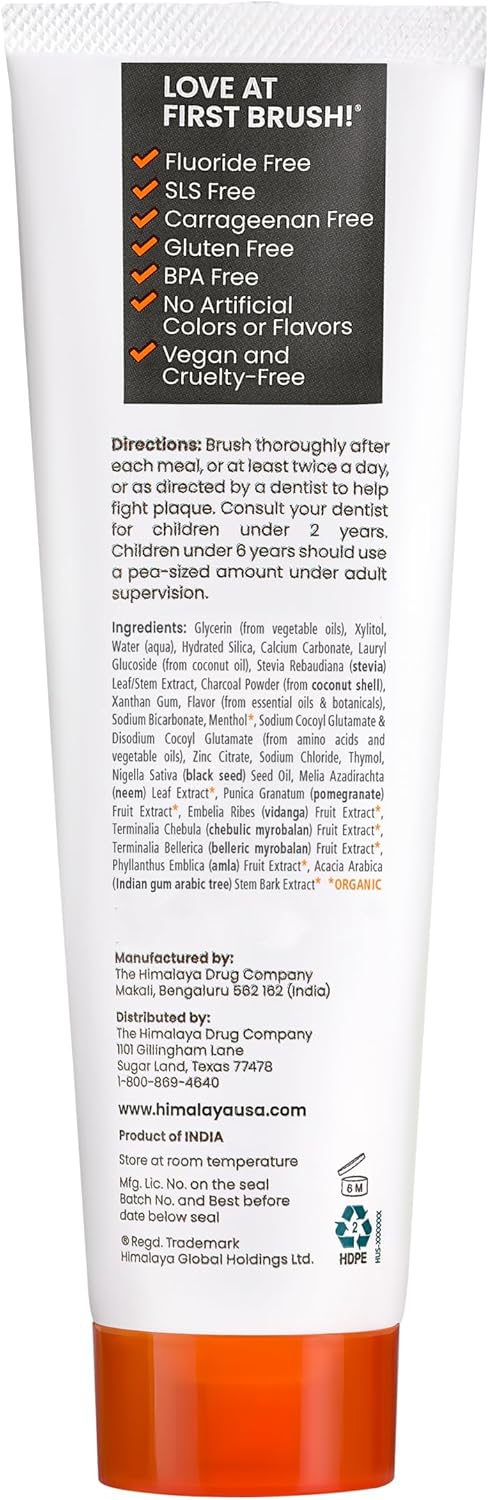 Himalaya Botanique Whitening Antiplaque Toothpaste with Charcoal and Black Seed Oil for Whiter Teeth, 4 oz…