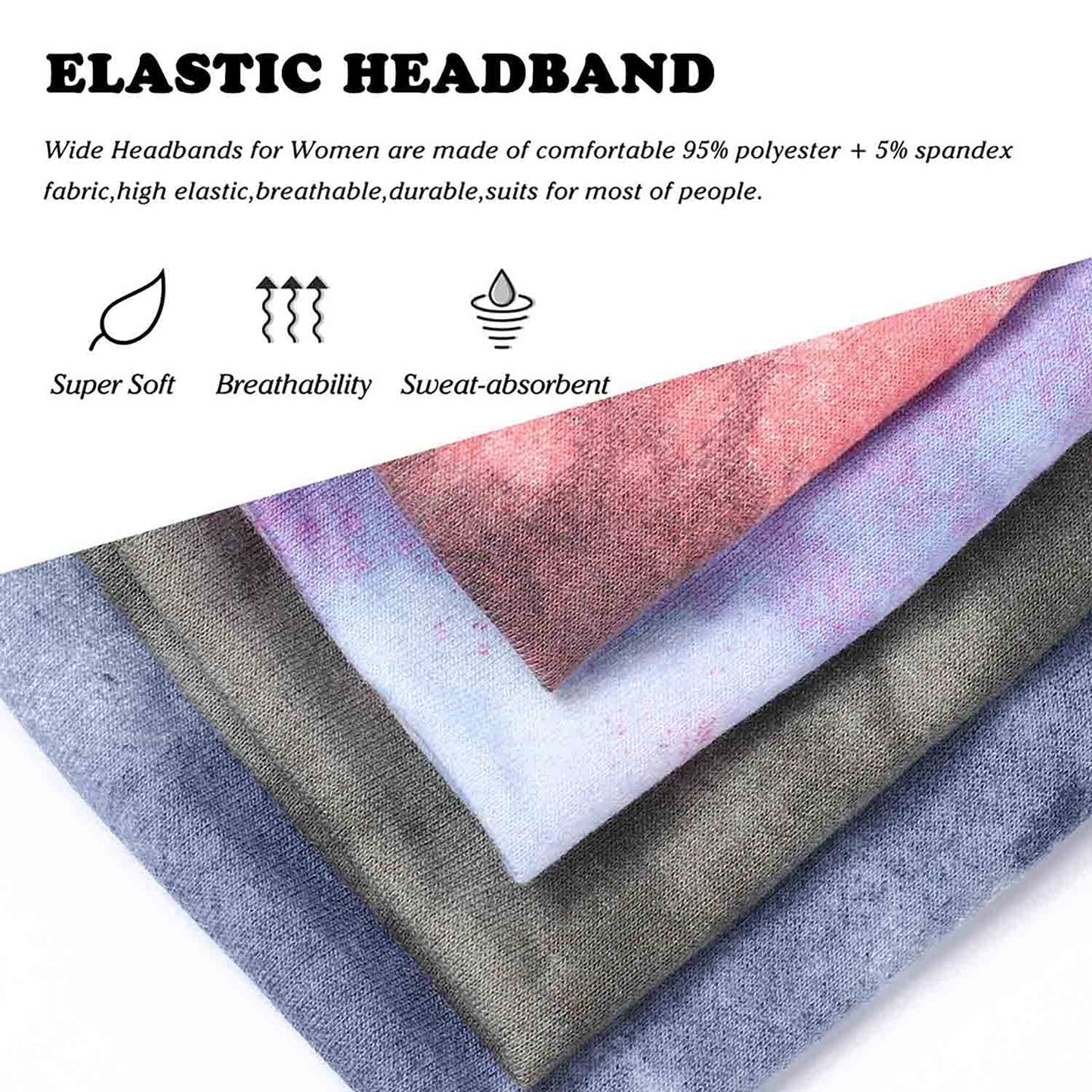 Acenail Wide Headbands Women Knotted Turban Headband Elastic Non Slip Hairbands Tie Dye Yoga Cotton Hair Scarfs Workout Boho Head Wraps Fashion Hair Accessories for Women 4Pcs(Tie Dye A)