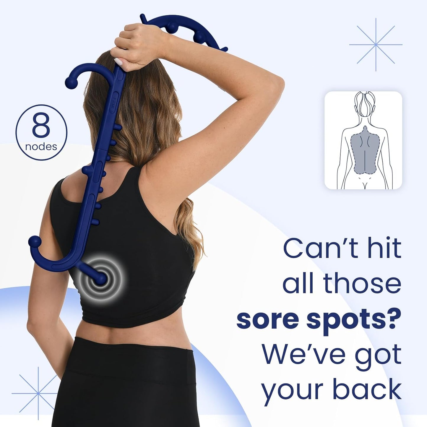 Deep Tissue Back & Neck Massager - Back Massager Stick for Pain Relief, Muscle Knot Remover, Trigger Point Massage Tool for Full Body, Shoulders, Legs - Pressure Point Massage Tool