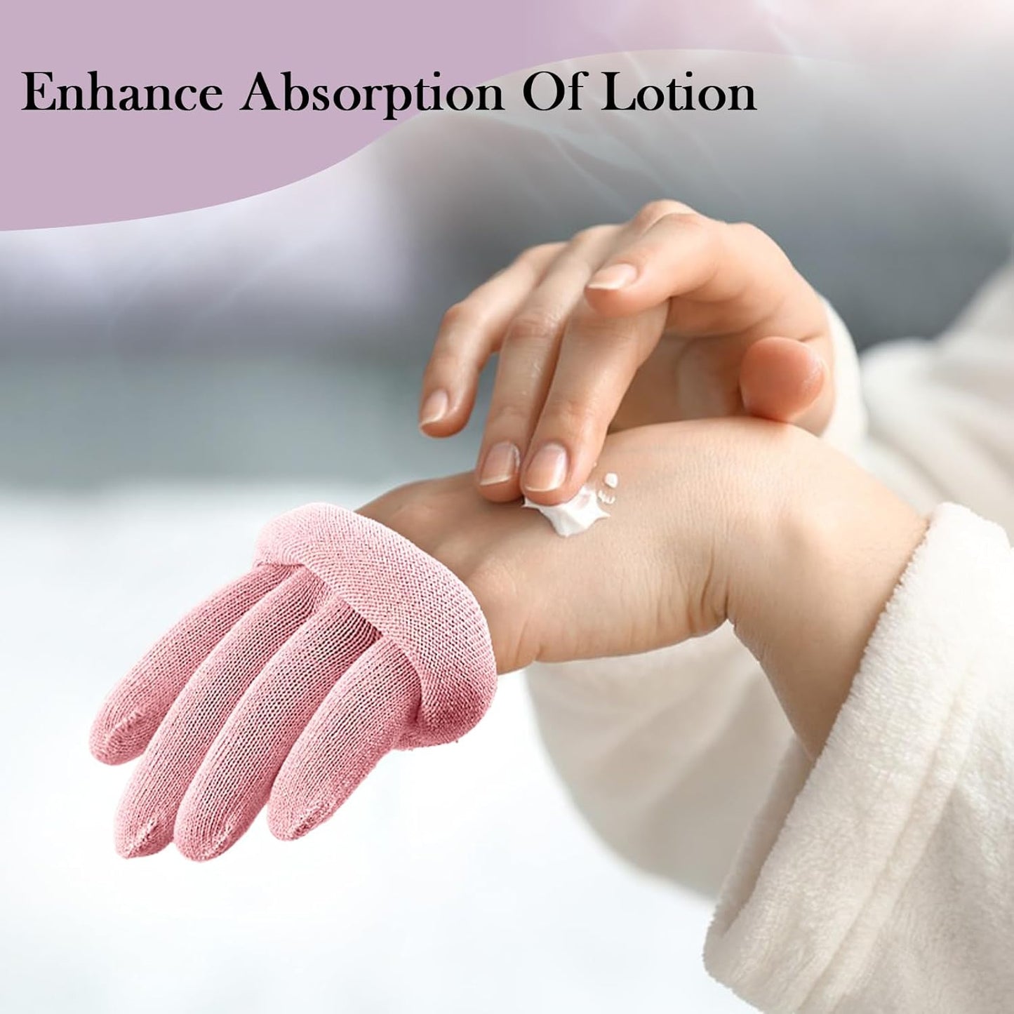 MIG4U Moisturizing Beauty Gloves Touchscreen Overnight Sleeping Glove for Women Dry Hands, Nighttime Lotion, Eczema, SPA, Cosmetic Treatment, Pink 3 Pairs Size S/M