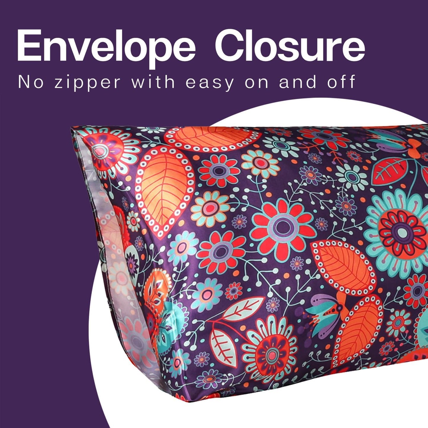 MR&HM Satin Pillowcase for Hair and Skin, Silk Satin Pillowcase 2 Pack, Queen Size Pillow Cases Set of 2, Silky Pillow Cover with Envelope Closure (20x30, Sunflower)