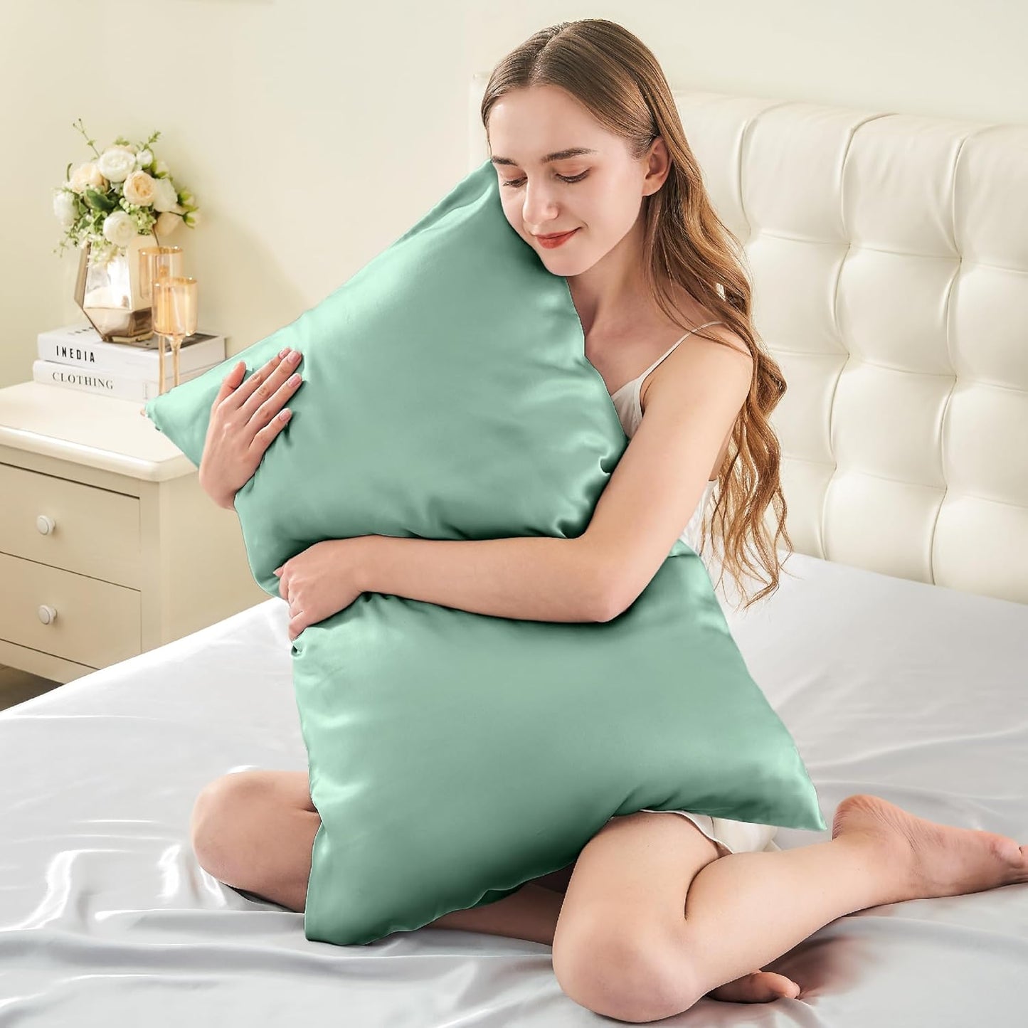 INFIIXSO Mulberry Silk Pillow Case King Size, Silk Pillowcase with Hidden Zipper 20"x36", Extraordinary Smooth and Soft Pillow Cases for Hair and Skin(Mint Green, 1 Pack)
