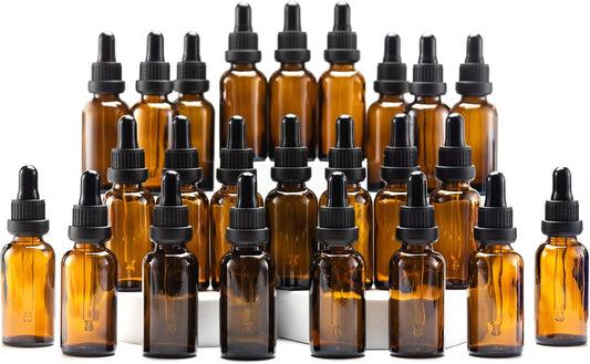 YIZHAO Amber Glass Dropper Bottle 1oz, Tincture Bottles with Glass Dropper, for Essential Oils, Aromatherapy, Cosmetic, Laboratory, Pharmacy, Liquids, Travel –24 Pcs