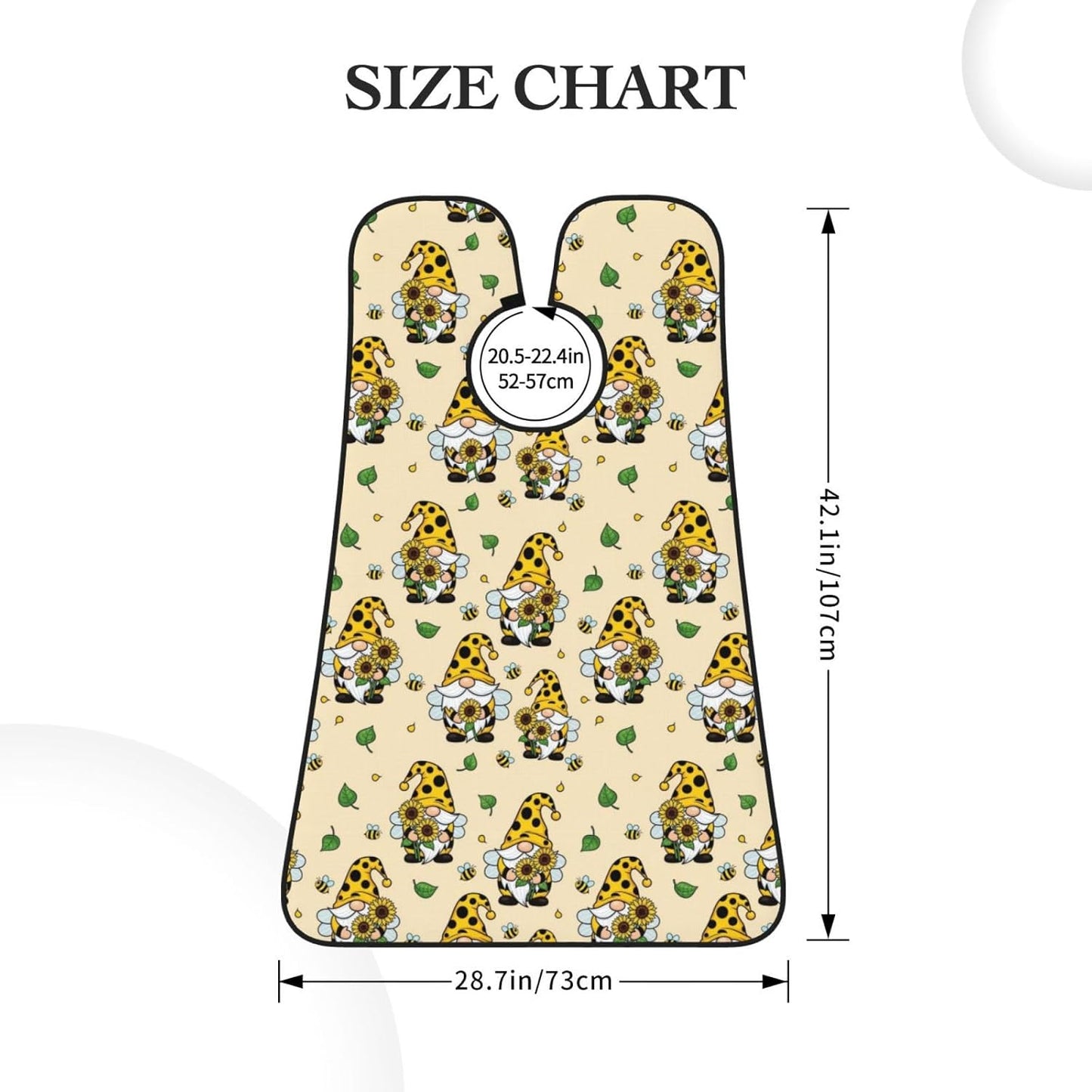 Strong Suction Cup Beard Grooming Bib, Non-Stick Hair Catcher, Waterproof, for Shaving, Gnomes Bees and Sunflowers