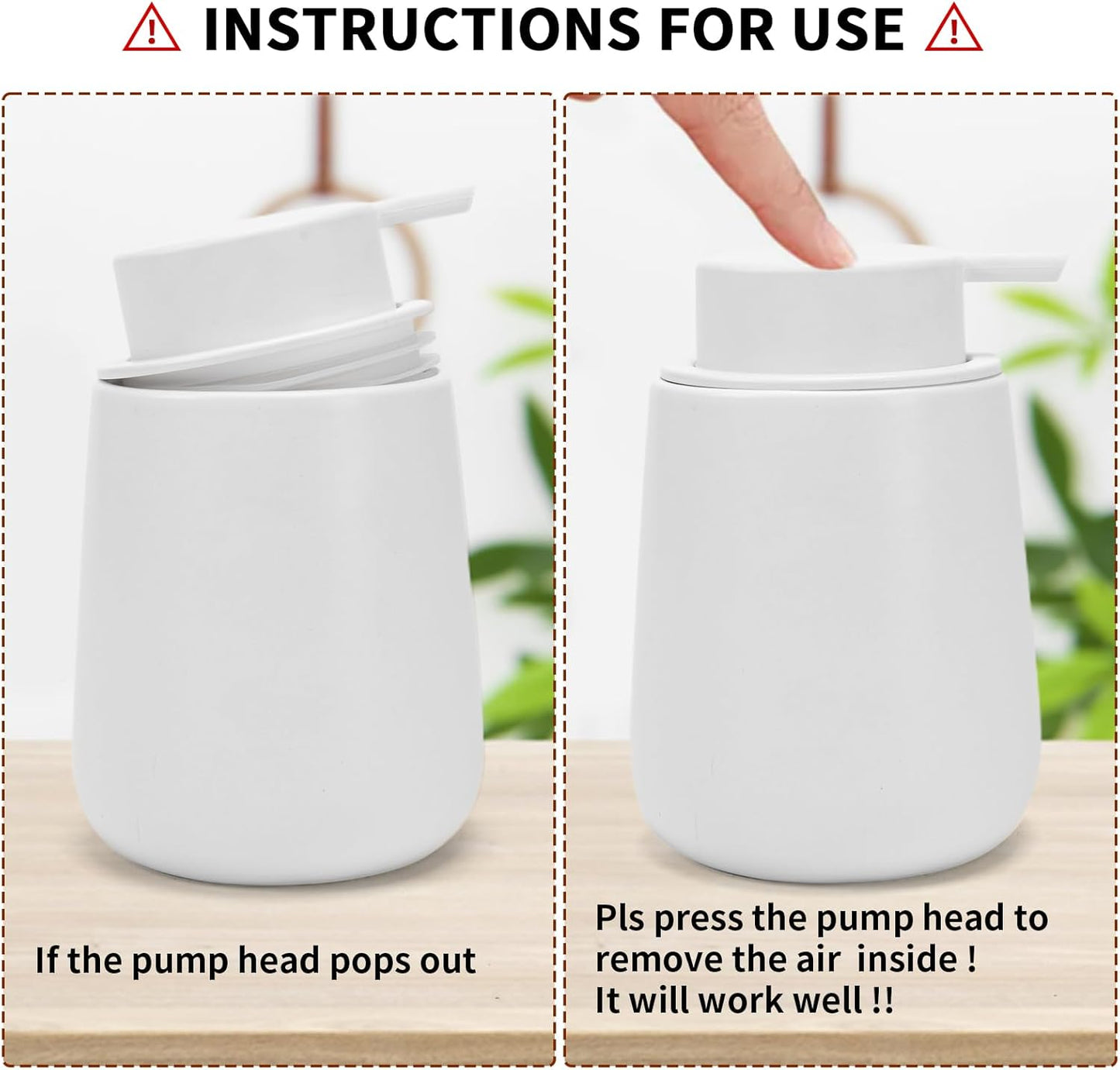 Soap Foaming Dispenser Ceramic with Easy-to-Press Pump Hand Foam Dispenser for Shampoo Bathroom Kitchen 12 oz
