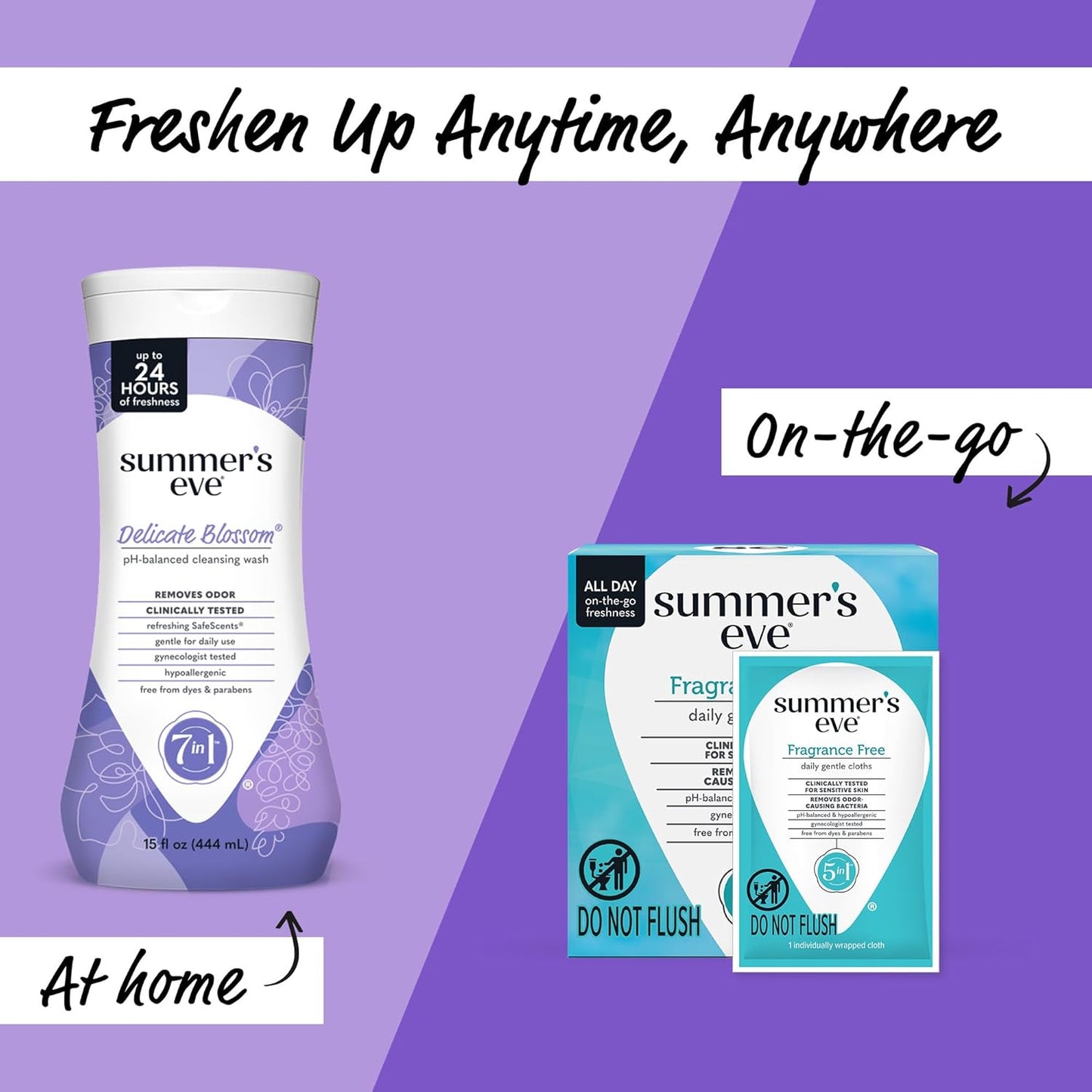 Summer's Eve Delicate Blossom All-Over Daily Feminine Wash, pH-Balanced Body Wash for Women, Removes Vaginal Odor and Refreshes, 15 Fl Oz