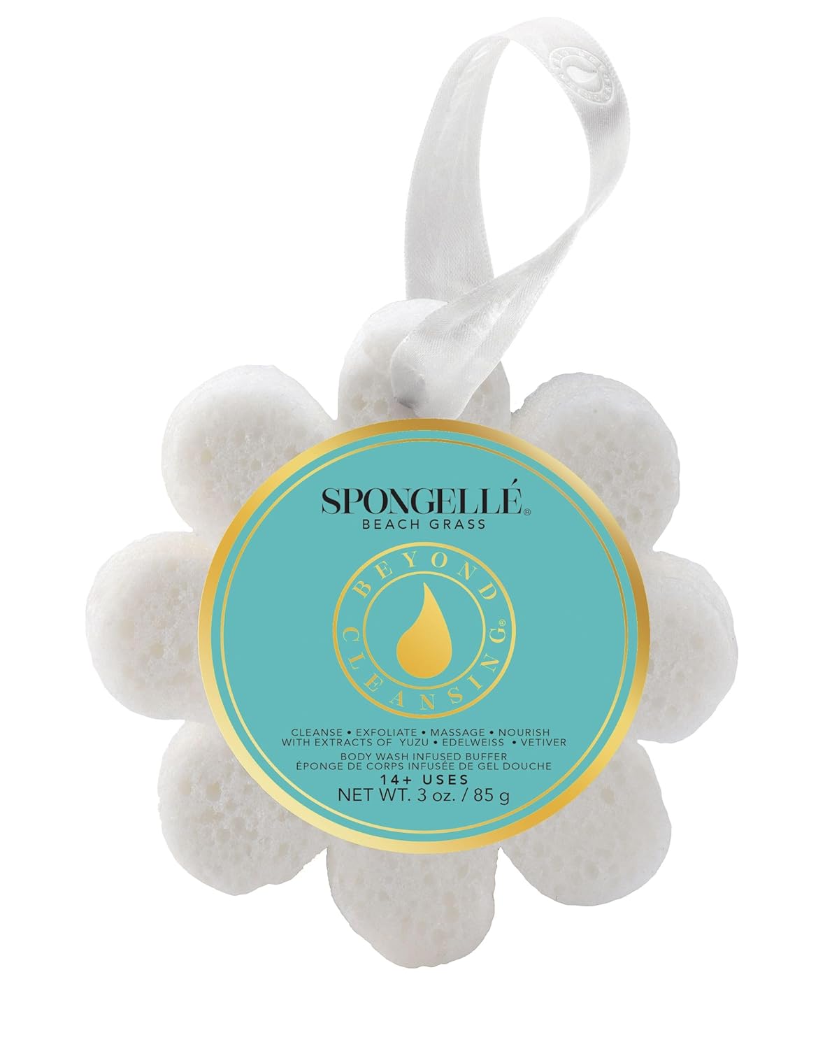 Spongelle Beach Grass Wild Flower Buffer Body Scrubber | Bath & Shower Loofah for Women | Exfoliator with Body Wash Infused Sponge | 14+ uses