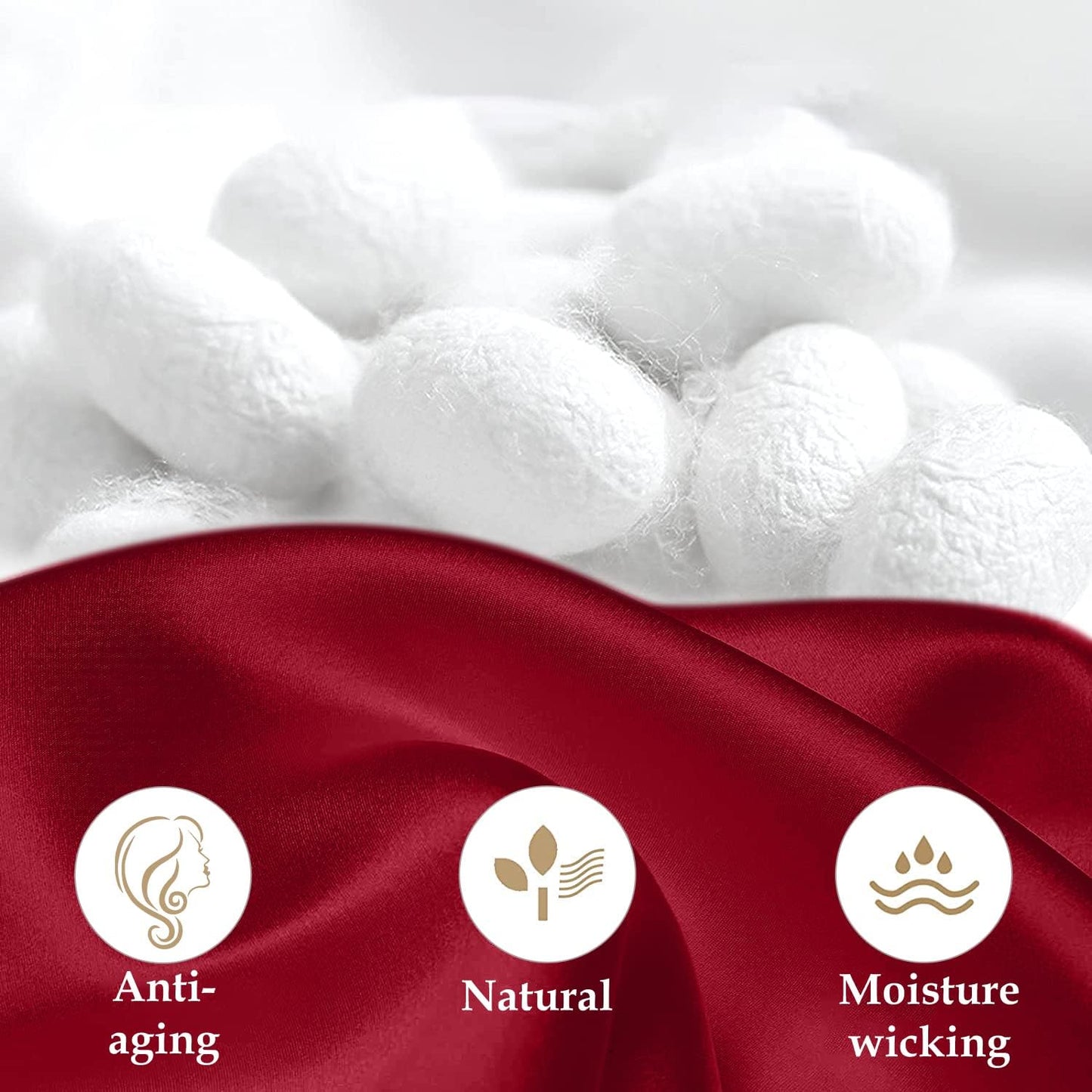 INSSL Silk Pillowcase for Women, Mulberry SIL Pillowcase for Hair and Skin and Stay Comfortable and Breathable During Sleep(Dark Red,Standard)