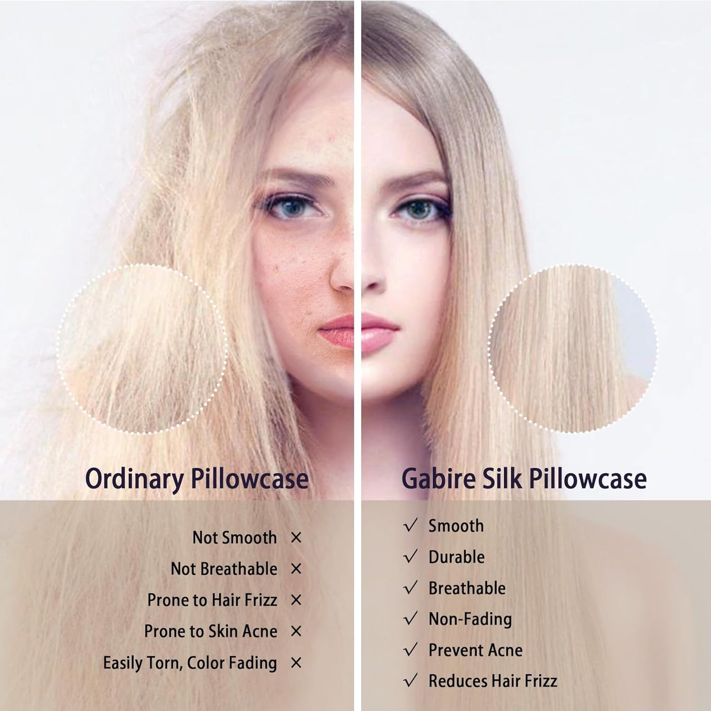 Mulberry Silk Pillow Case for Hair and Skin Prevent Acne Pillow Cases Both Sides Real Silk Pillowcases Organic Silk Pillowcase with Hidden Zipper, Apricot Grey, Queen (20"×30")