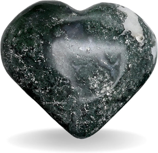 Amazing Gemstone Moss Agate Crystals and Healing Stones - Large Palm Stone Crystals Piedra - Crystal for Good Luck, Balanced Positive Energy, Meditation - Unique Stocking Stuffers, Gifts for Women