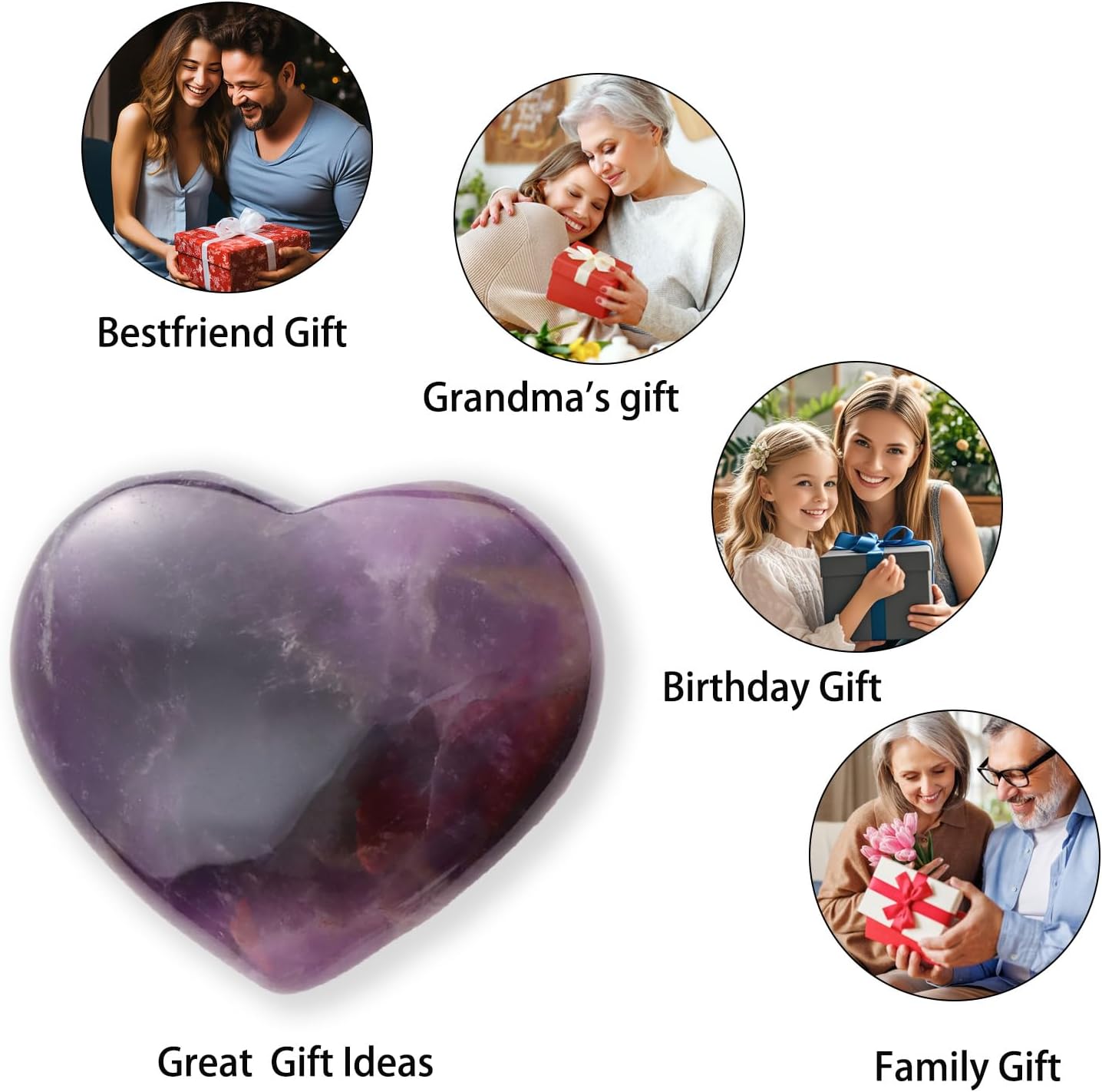 Artistone 2 Inch Amethyst Crystal Heart Healing Crystals Heart Stones Polished Pocket Love Gemstones Chakra Reiki Energy Balancing Meditation Massag Gift