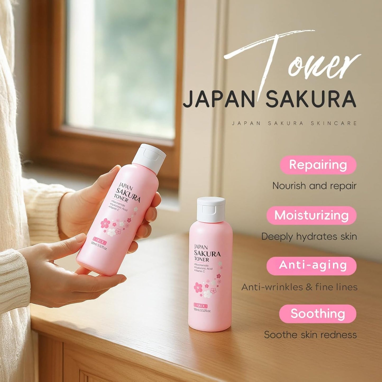 Japan Sakura Skin Care Set for Teen Girls - 11-IN-1 Skin Care for Teens 10-12 with Japanese Cherry Blossom Boost Hydrating, Travel Size Facial Kit Gift Set for Women Day & Night Skincare