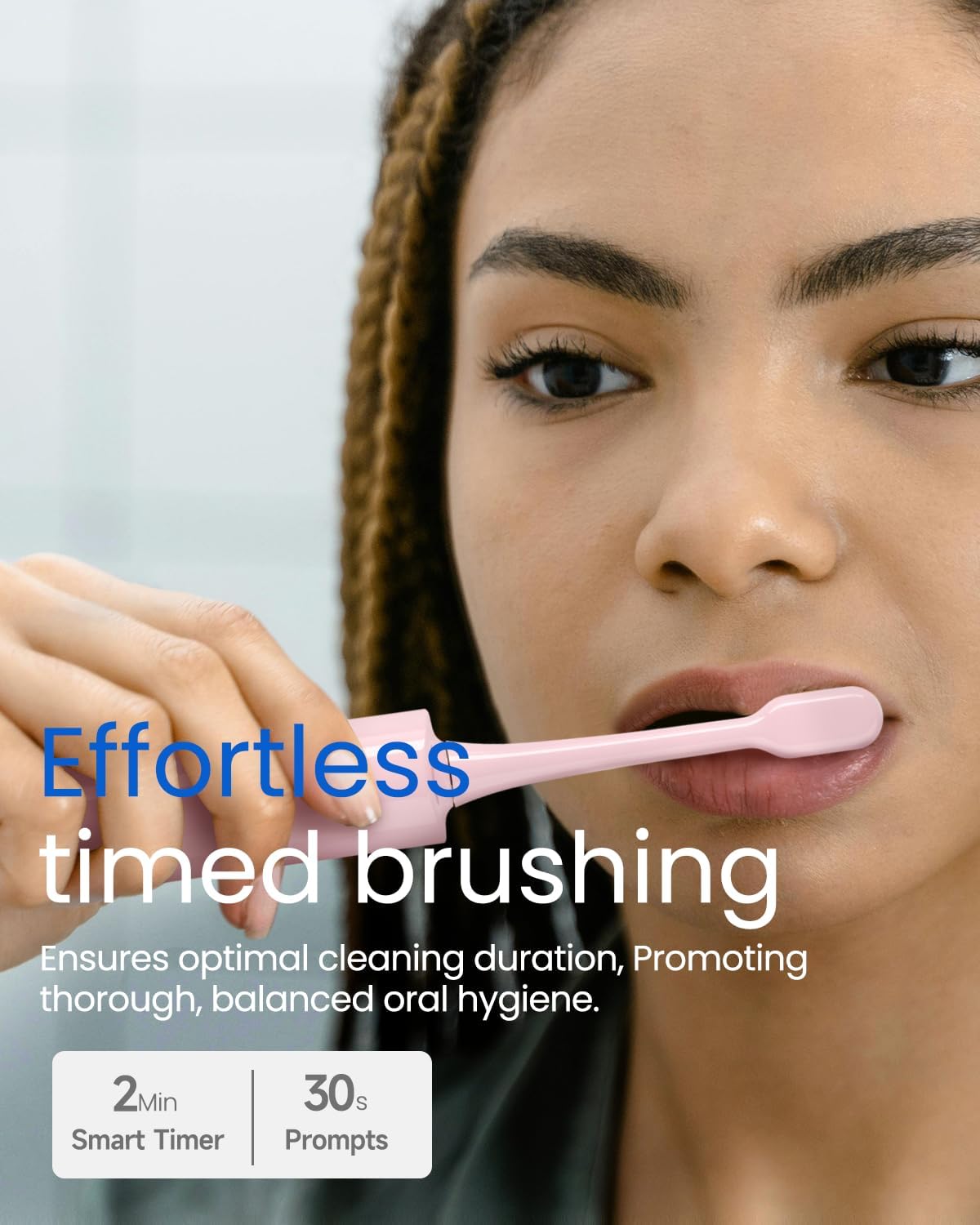 Electric Toothbrush for Adults, Rechargeable Sonic Travel Toothbrush Teens with 4 Brush Heads-180 Days Battery Life, 55000VPM, 5 Modes Smart Timer& Travel Case, Pink