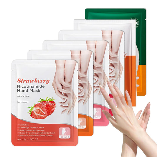 6 Pairs Hand Masks Moisturizing Gloves, Hydrating Hand Mask Moisturizer Gloves Care for Dry Cracked Hands, Smooth Long Lasting Soft Firming Hand Mask Gift Set for Men Women（C